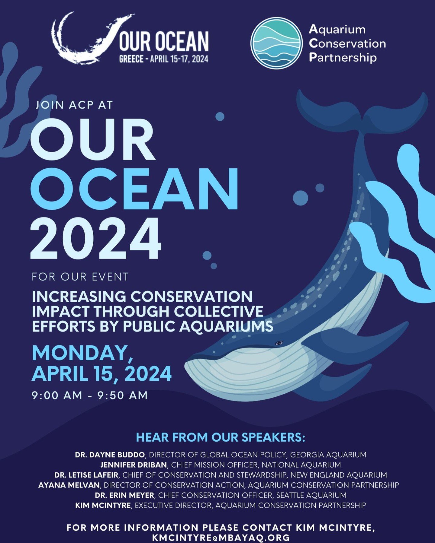 ACP will be attending @ourocean2024! During our time at Our Ocean, ACP will be speaking on how we increase our conservation impact through public aquariums. 

If you are participating in Our Ocean, please join us for our side event next Monday, April