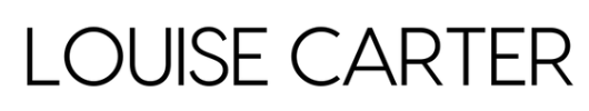 Louise Carter text logo in black on a white background.