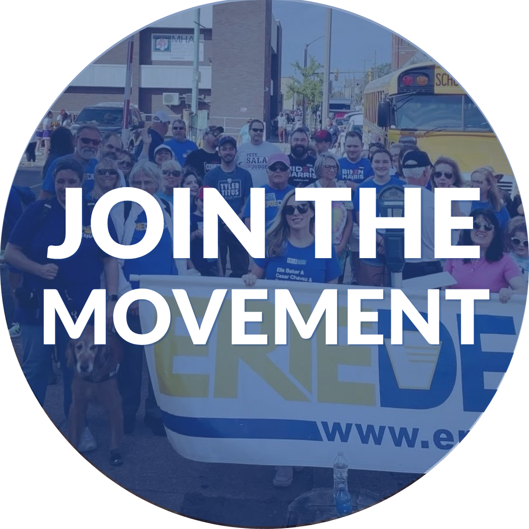 Join the Movement (with a picture of Democrats marching)