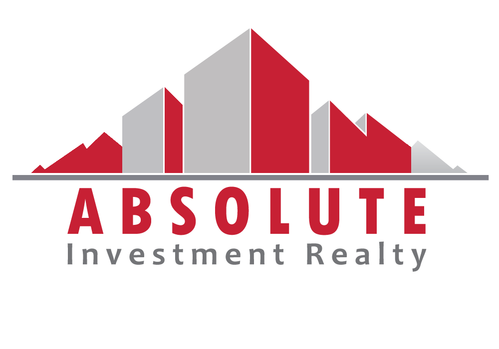 Logo for Absolute Investment Realty featuring a stylized mountain graph in red and gray with the company name in bold red and gray text.