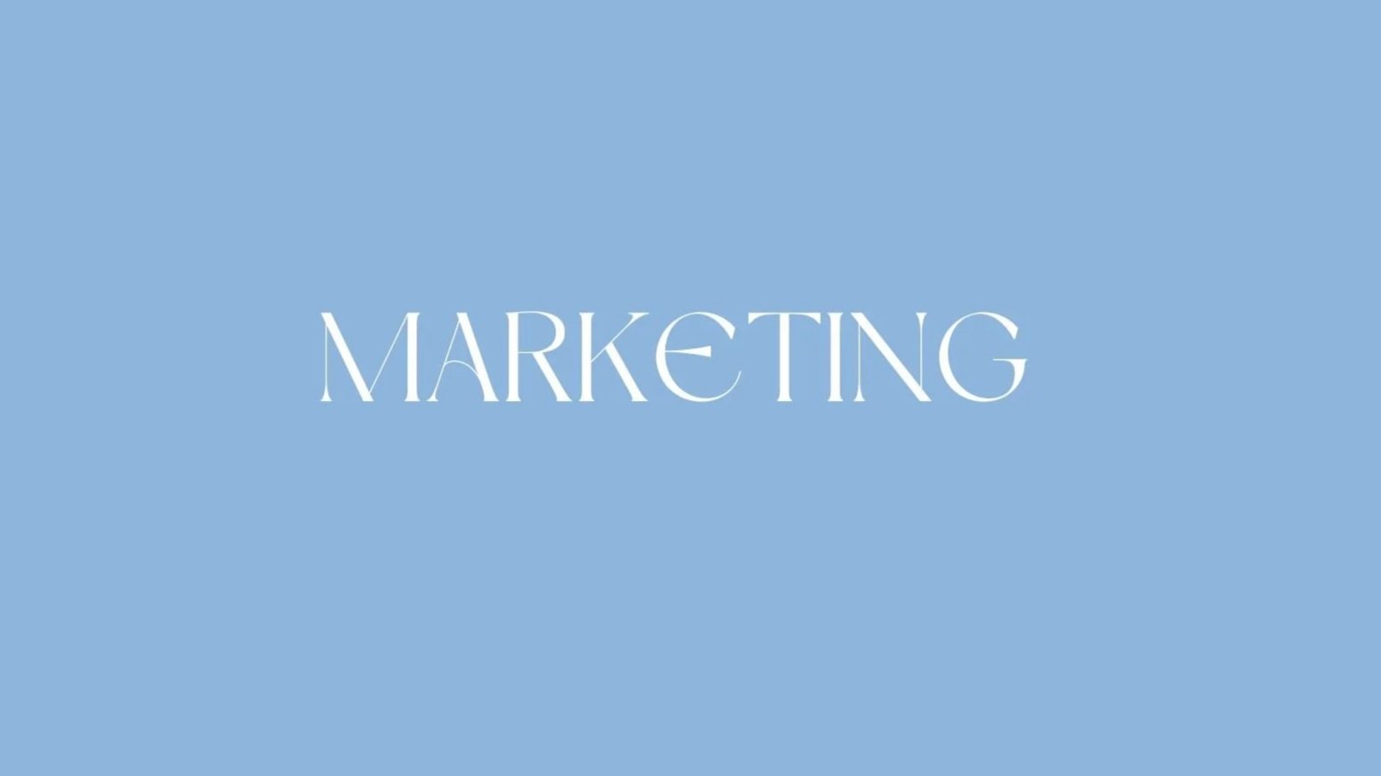 Light blue background with the word 'MARKETING' written in white, centered in the image.