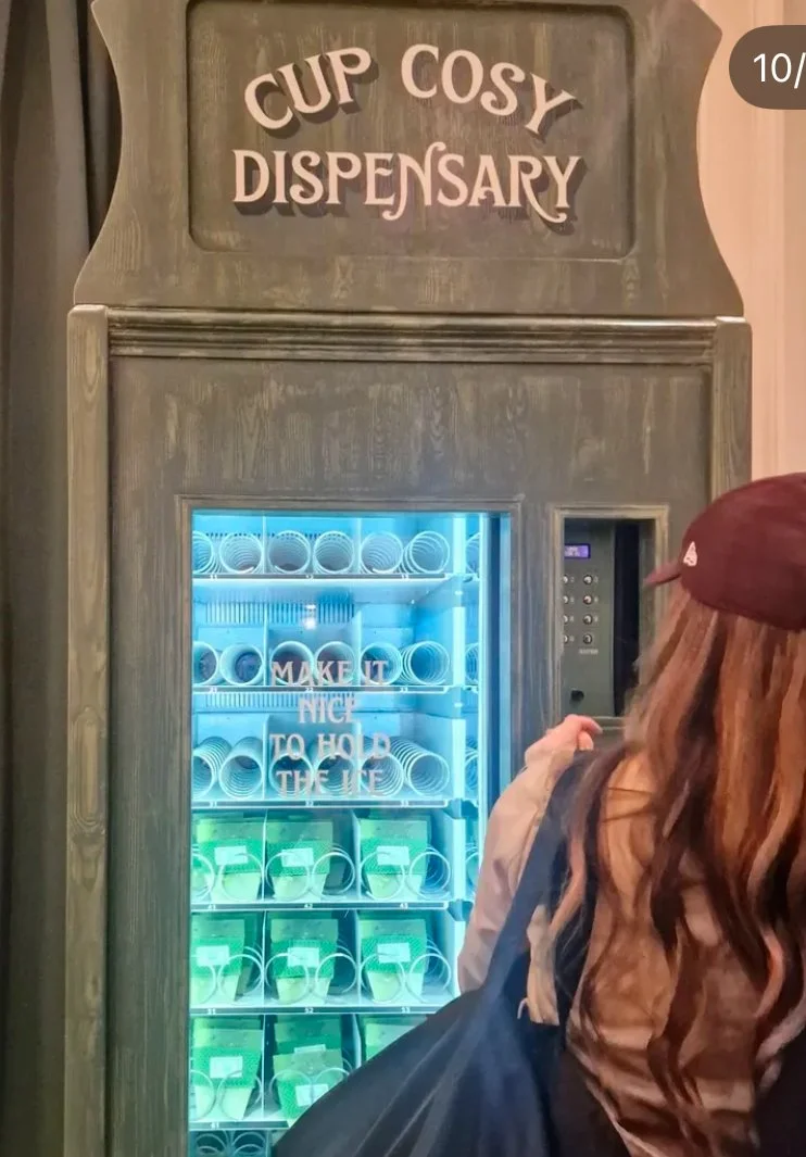 Vending manchine styled to look like a Victorian steam fair attraction for Blank Street Coffee