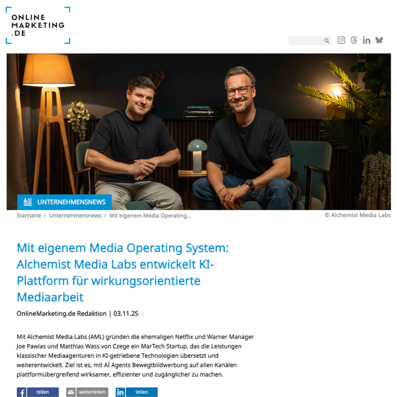 Mit eigenem Media Operating System: Alchemist Media Labs entwickelt KI-Plattform für wirkungsorientierte Mediaarbeit