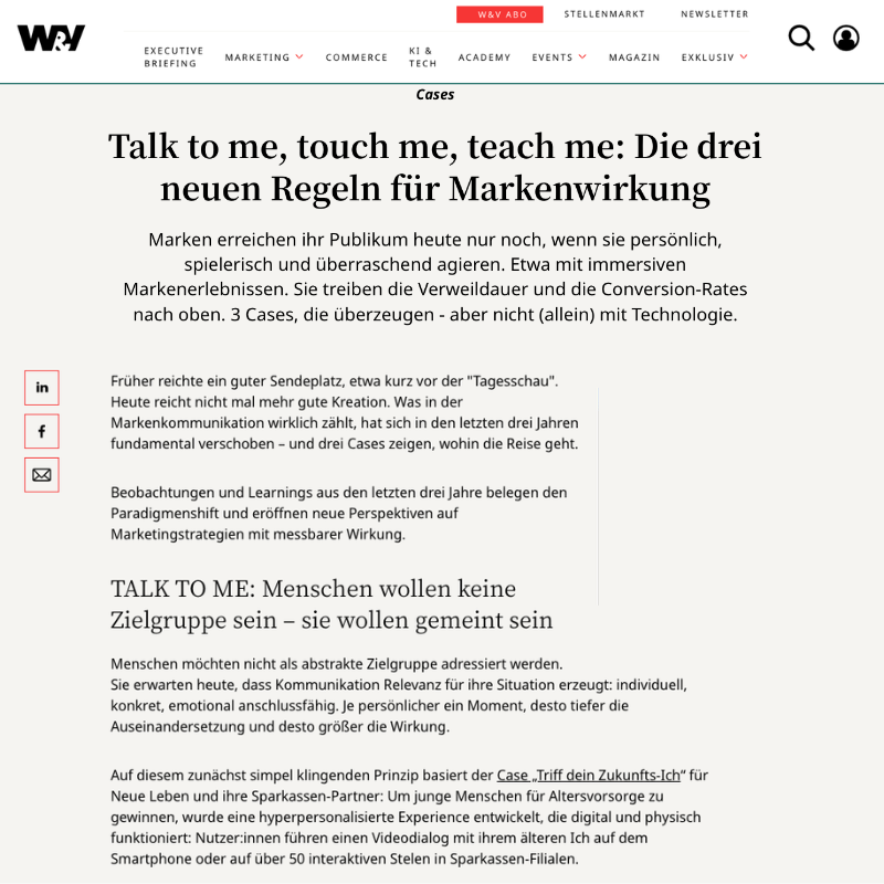Cases: Talk to me, touch me, teach me: Die drei neuen Regeln für Markenwirkung
