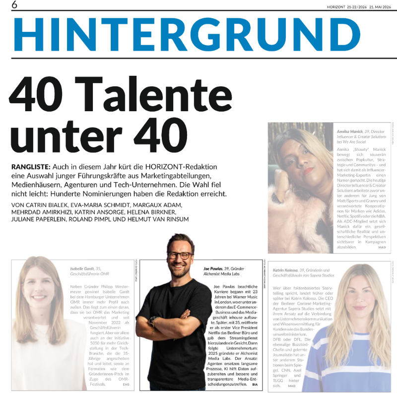 Joe Pawlas im Horizont E-Paper: 40 unter 40
