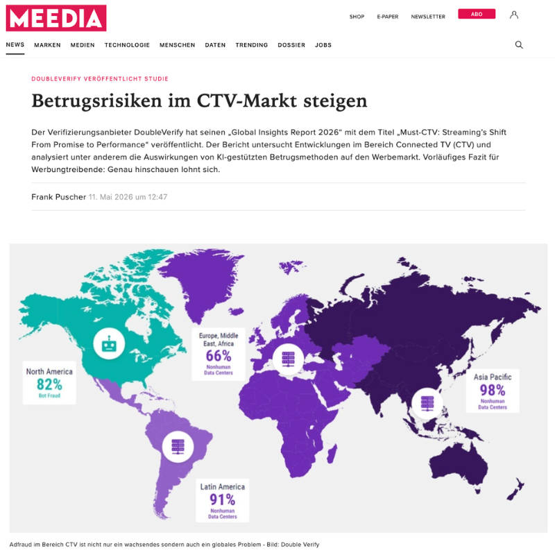 DoubleVerify veröffentlicht Studie: Betrugsrisiken im CTV-Markt steigen