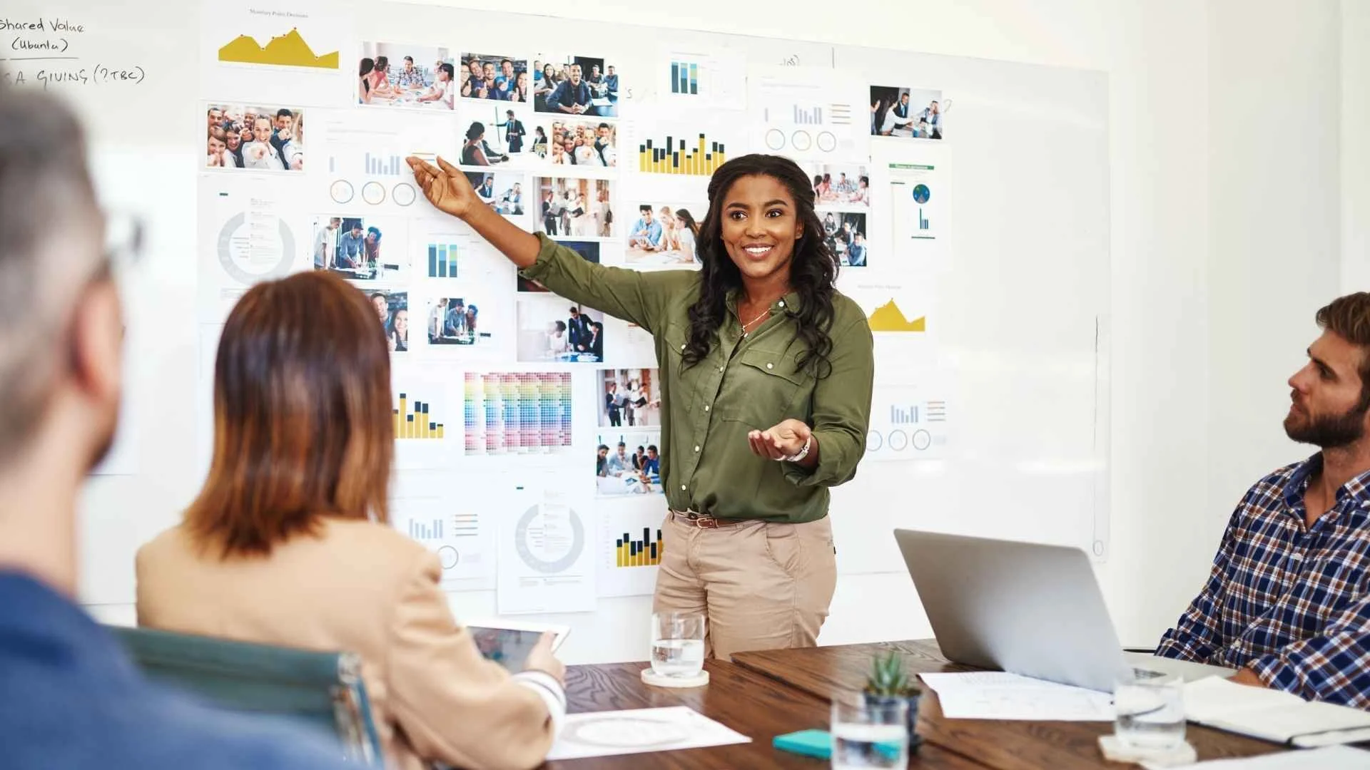 woman leads with confidence at work