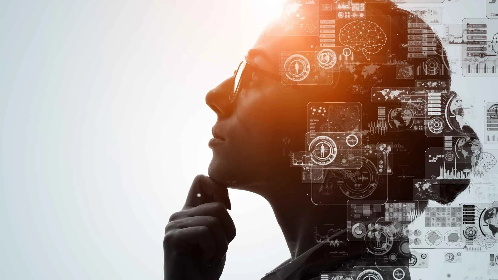 silhouette of woman with AI
