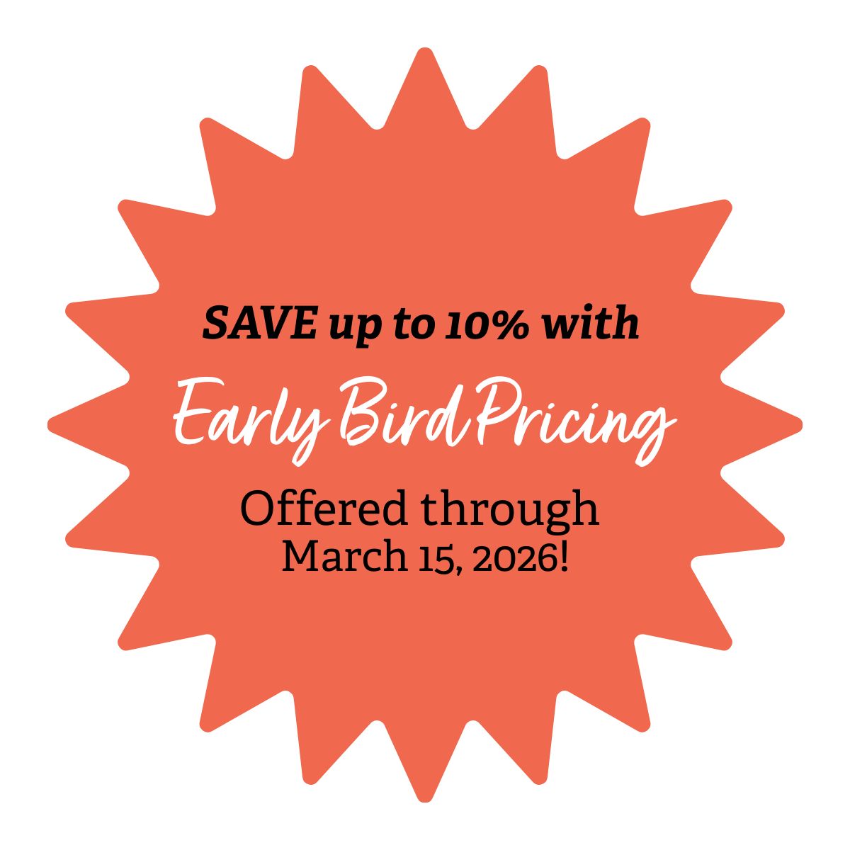 early bird pricing graphic