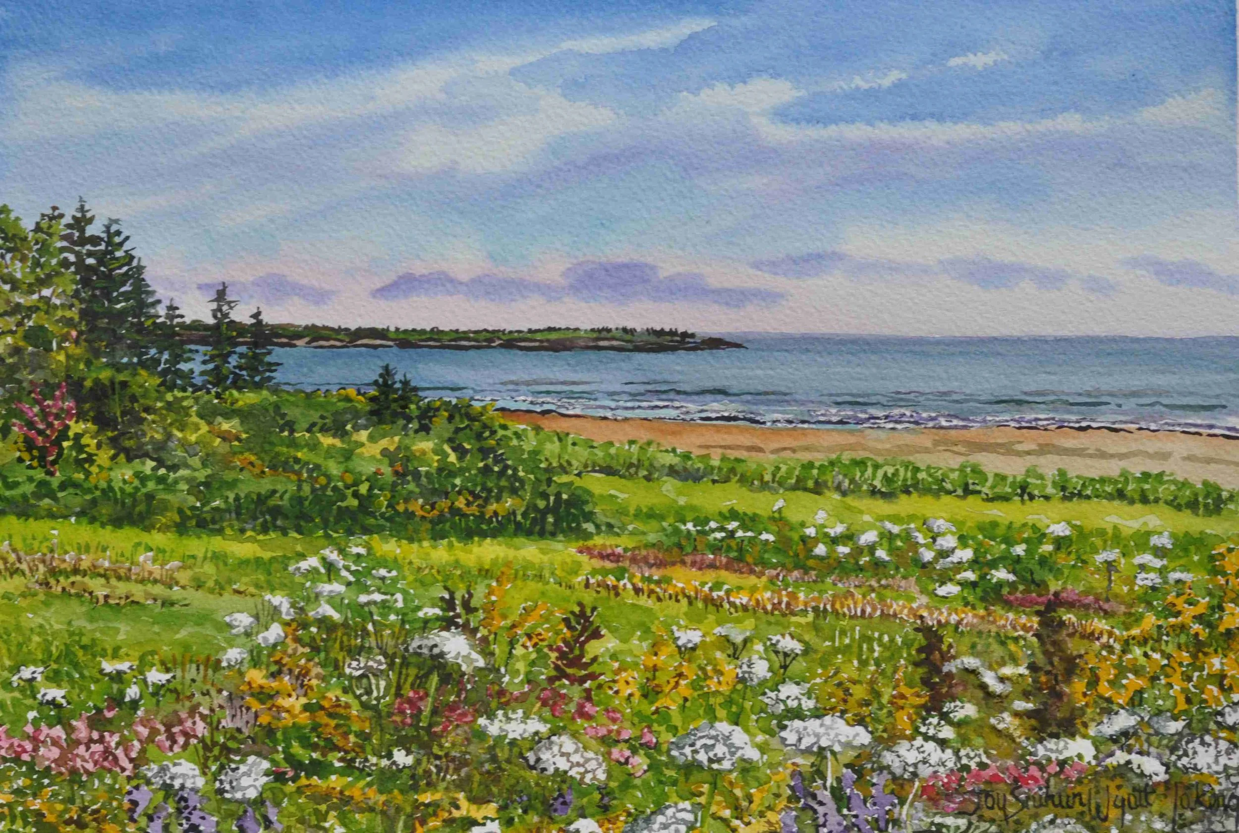 Beach and Wild Flowers near Malagash
Watercolour, 25 x 36
$900