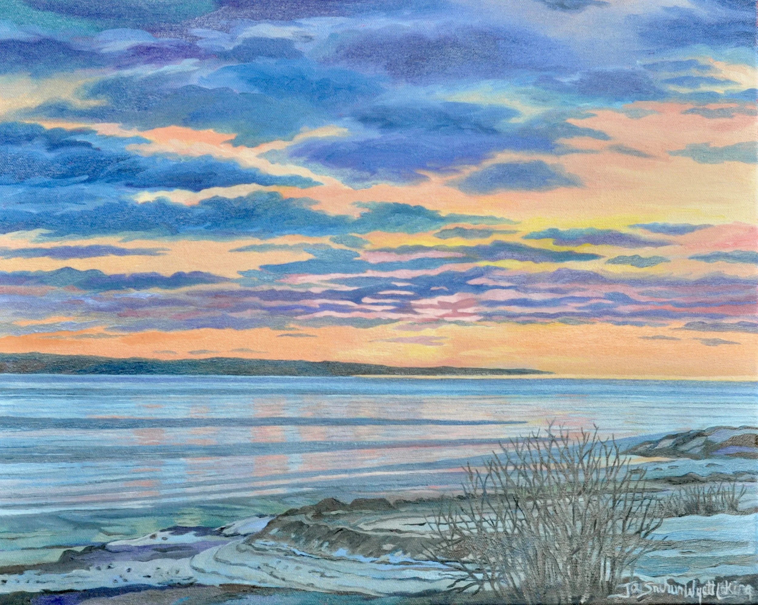 Sunset over the bay
41 cm x 51 cm. 
Oil 2026
$3200