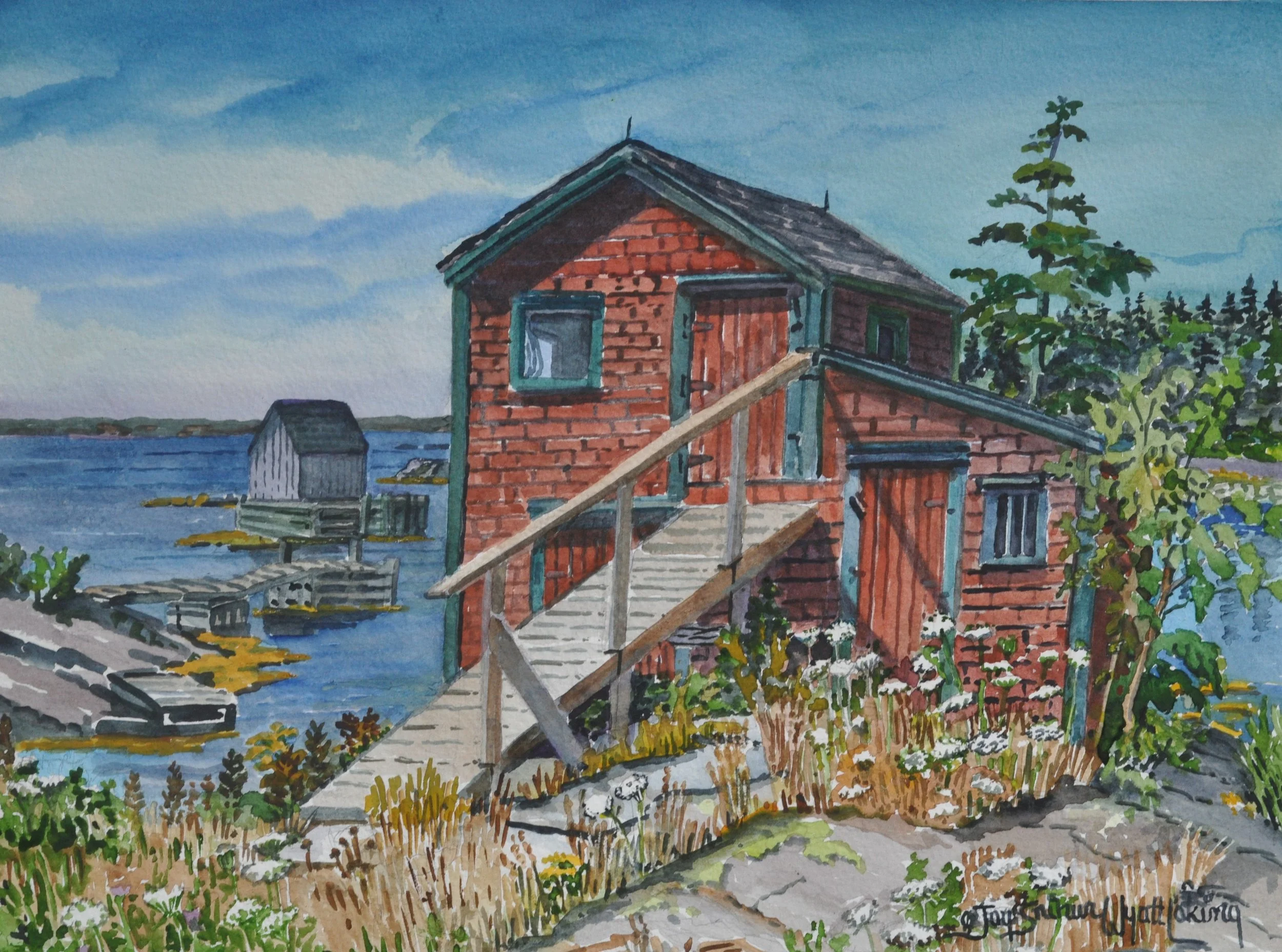 Fish Shed and Queen Anne's Lace
watercolour, 25 x36
$ 900