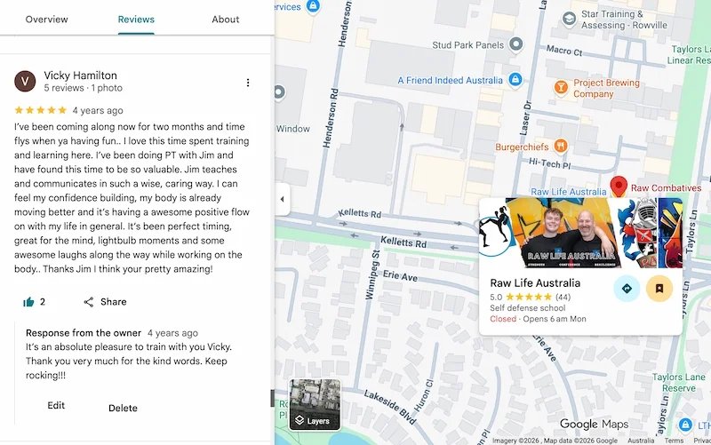 Google review from Vicky