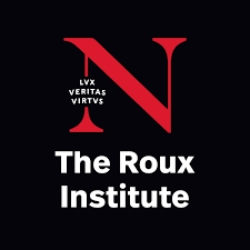 Logo of The Roux Institute at Northeastern University featuring a red letter 'N' on a black background with the motto 'LVX VERITAS VIRTUS.'