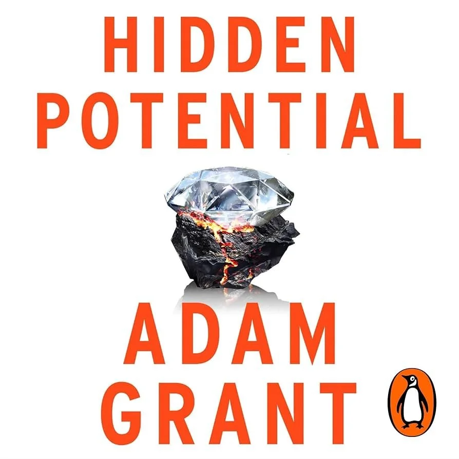 Book cover of "Hidden Potential" by Adam Grant, featuring a diamond emerging from a rock and Penguin Books logo.