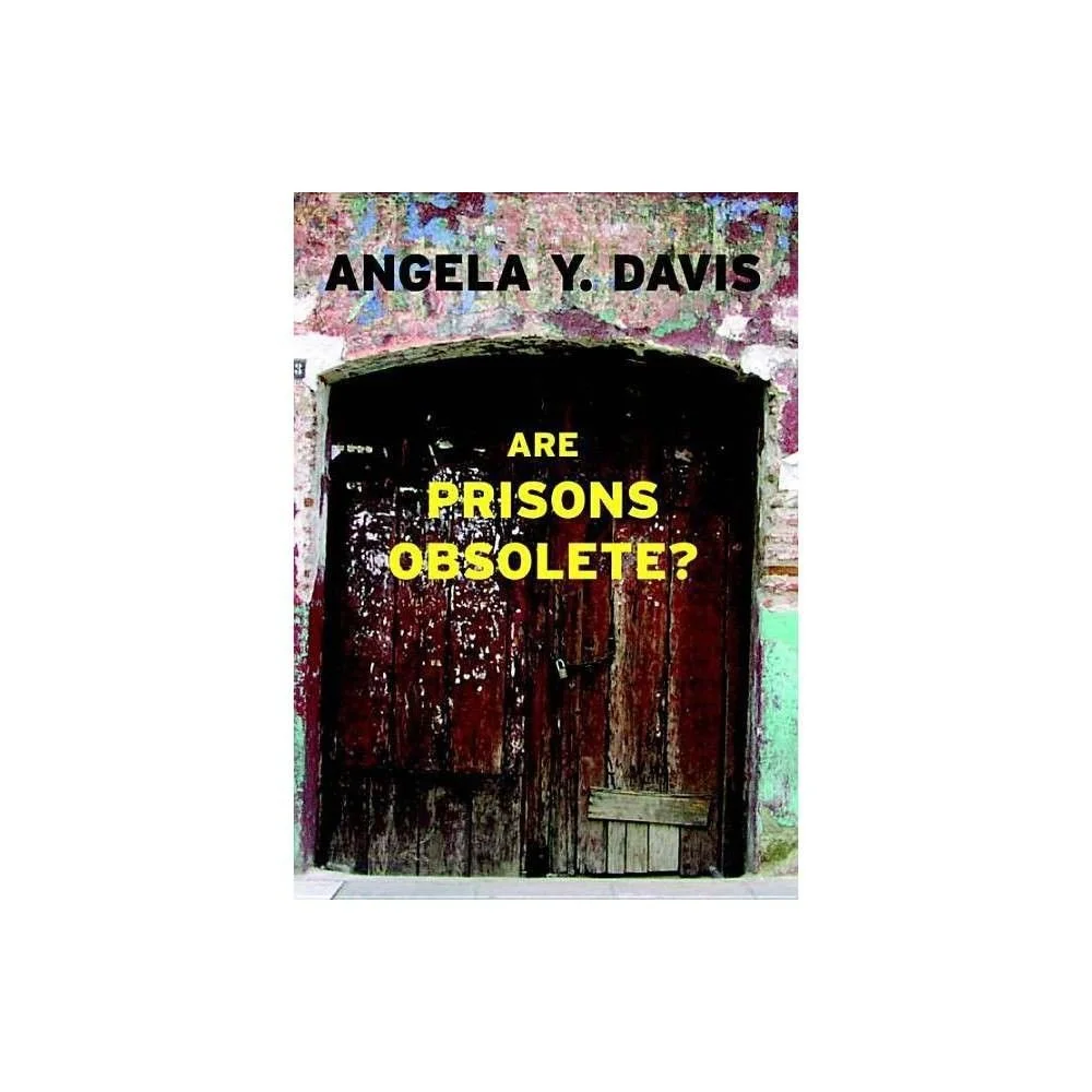 Book cover featuring title 'Are Prisons Obsolete?' by Angela Y. Davis with an image of an old, weathered wooden door.