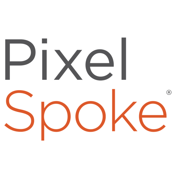 Pixel Spoke logo with black and orange text