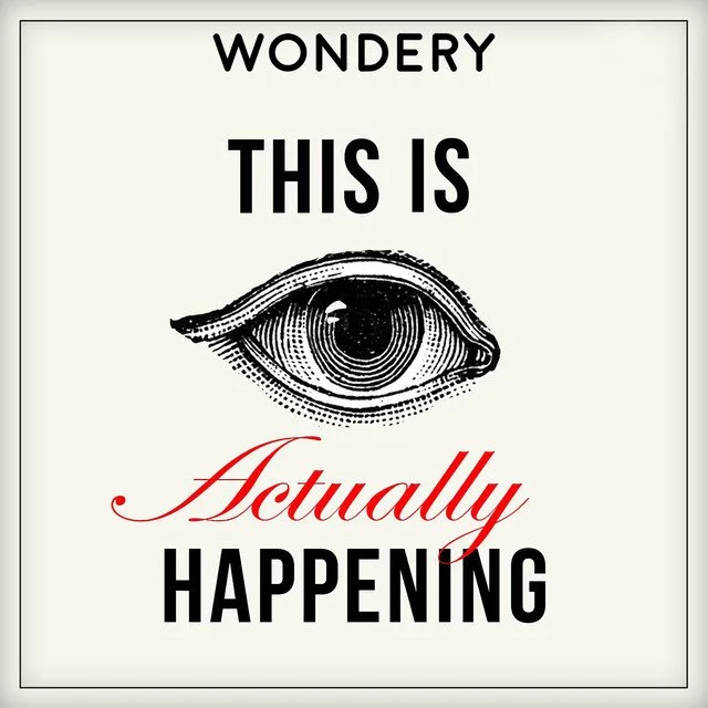 "This Is Actually Happening" podcast logo with an eye illustration.
