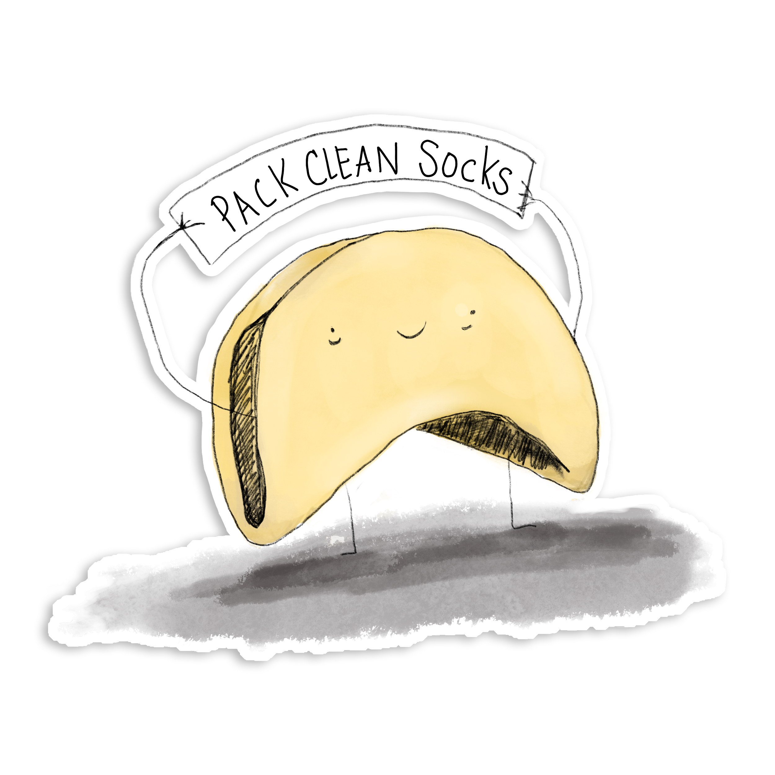 Fortune Cookie Vinyl Sticker - 'Pack Clean Socks'