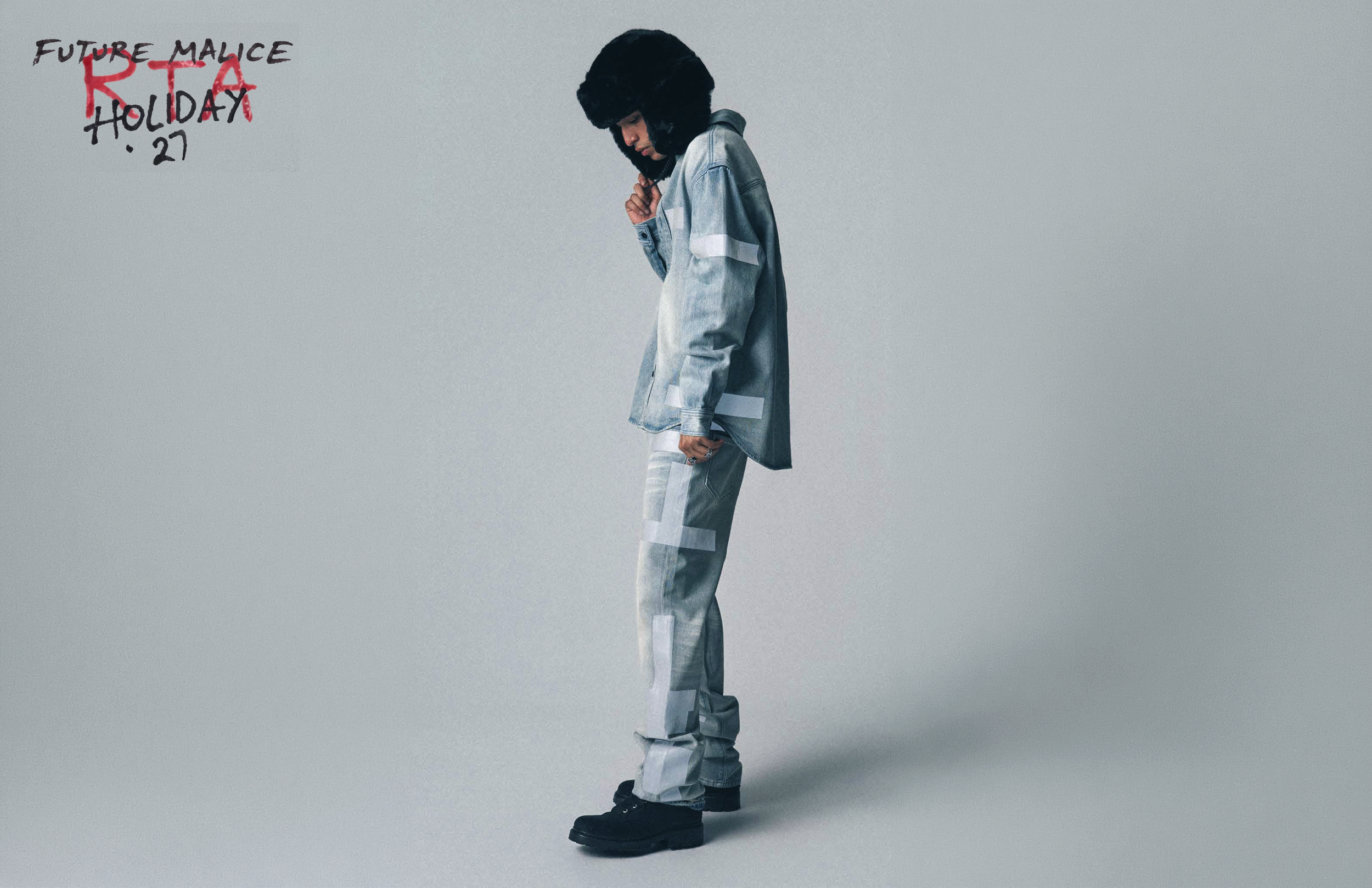 RtA Future Malice, model in patched denim