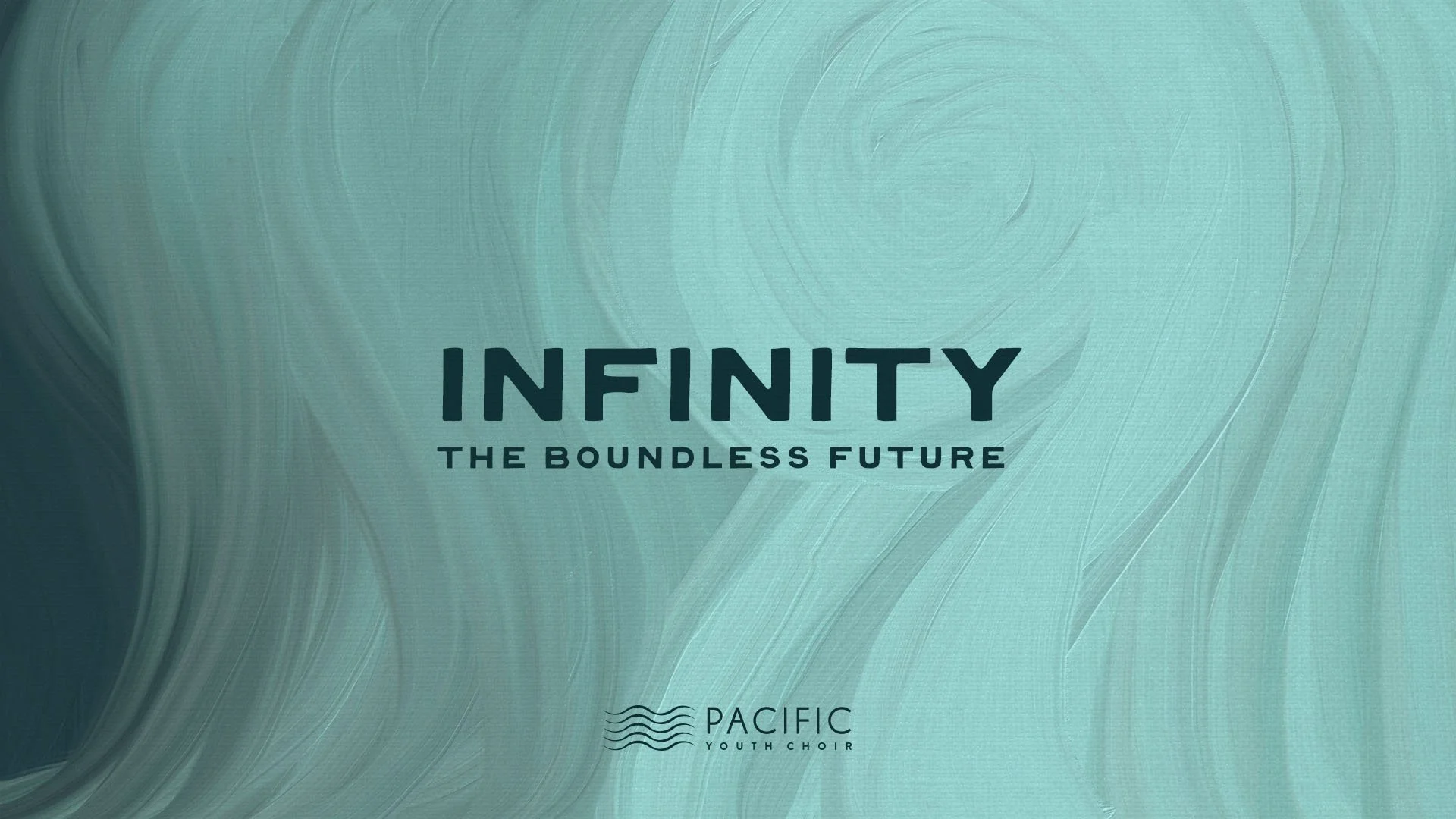 Infinity: The Boundless Future - An ethereal concert graphic with flowing lines and cosmic elements representing the limitless possibilities of choral music through the element of Air