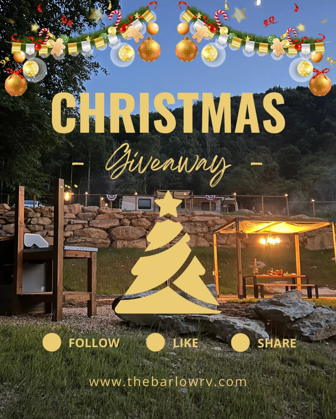 🎁 Christmas Giveaway at The Barlow RV 🎁

🎄🎄🎄

We&rsquo;re so grateful for each of you who have supported our little mountain dream. To say thank you, we&rsquo;re giving away a 2-night stay to one lucky winner. 🎄✨

You know the drill&hellip; to 