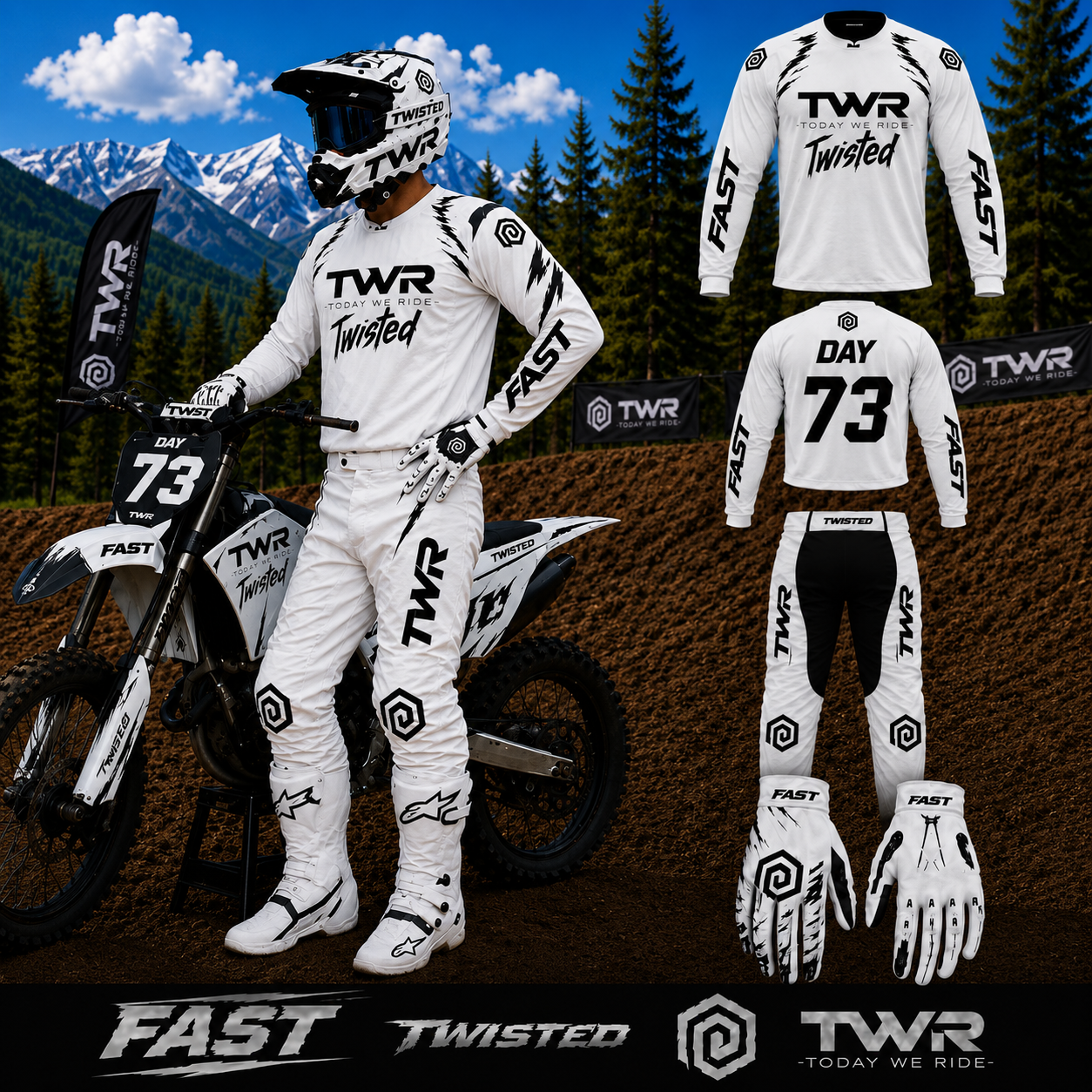 TWR Lightning MX Gear | White, Black