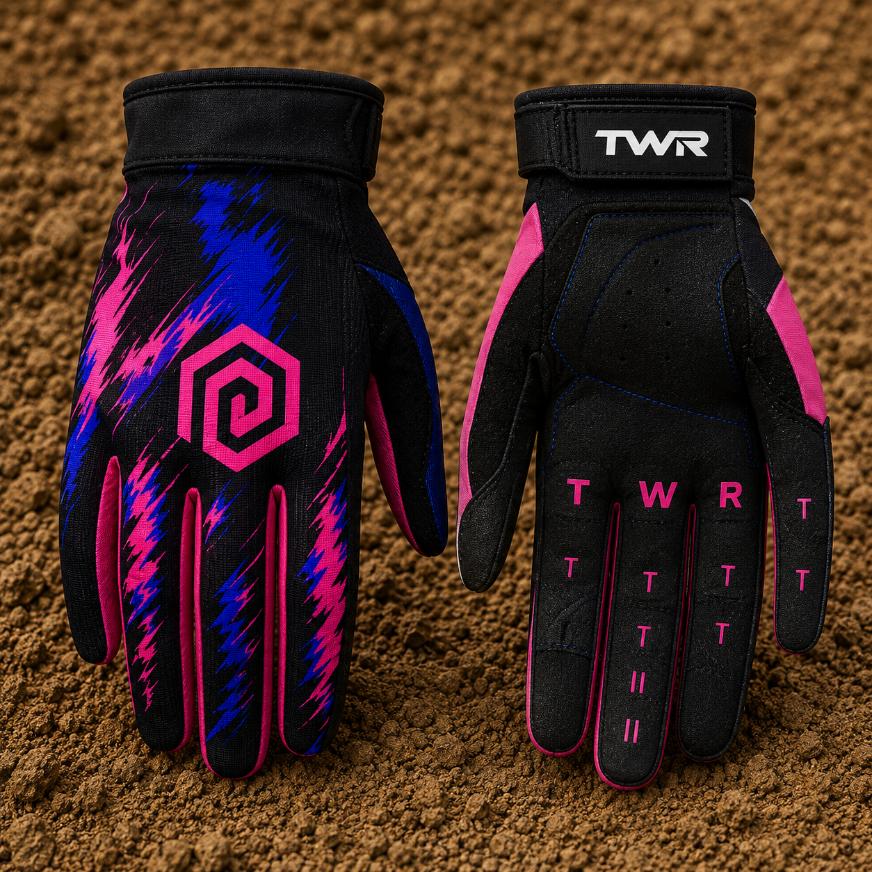 TWR Style Line MX Gear, Black, Blue and Pink, Gloves.PNG