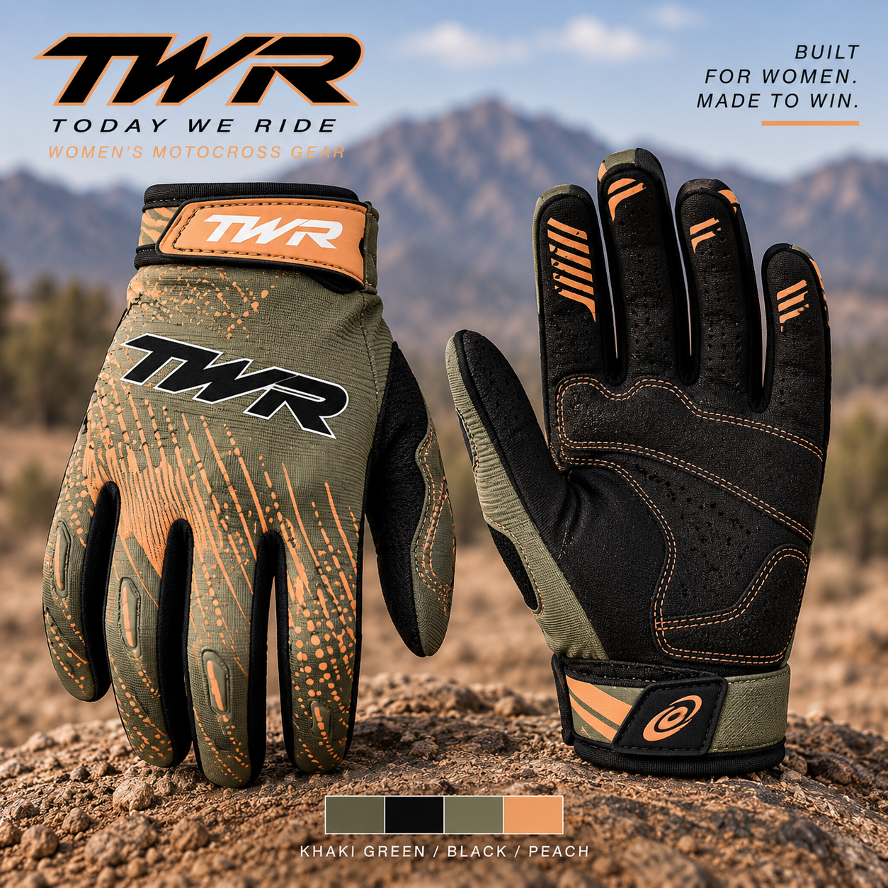 TWR Womens MX Gear, Olive, Peach, Black, Gloves.PNG