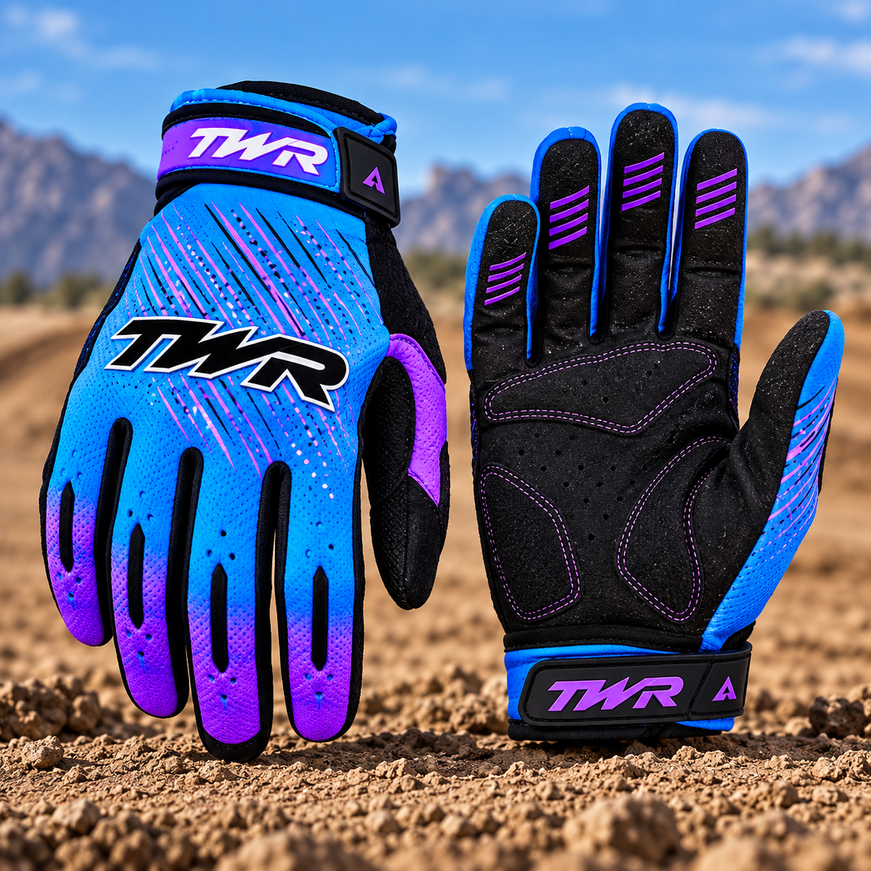 TWR Womens MX Riding Gear, Blue, Purple, Black, Gloves.PNG