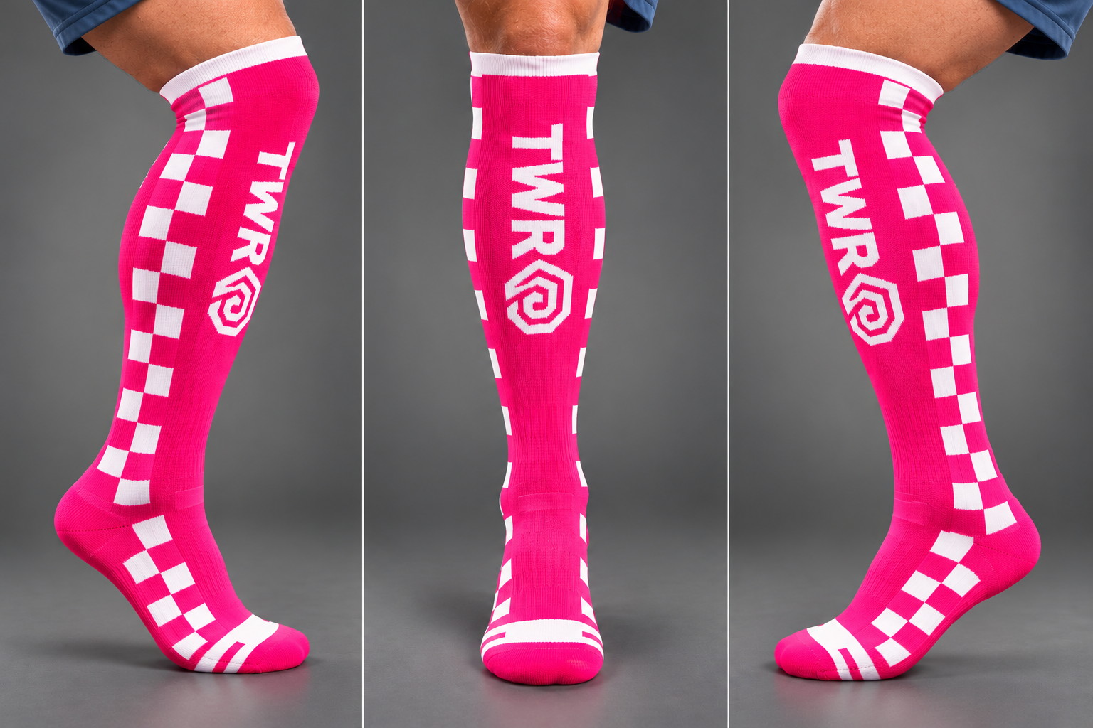 TWR Checkered Flag Motocross Riding Socks, Pink.PNG