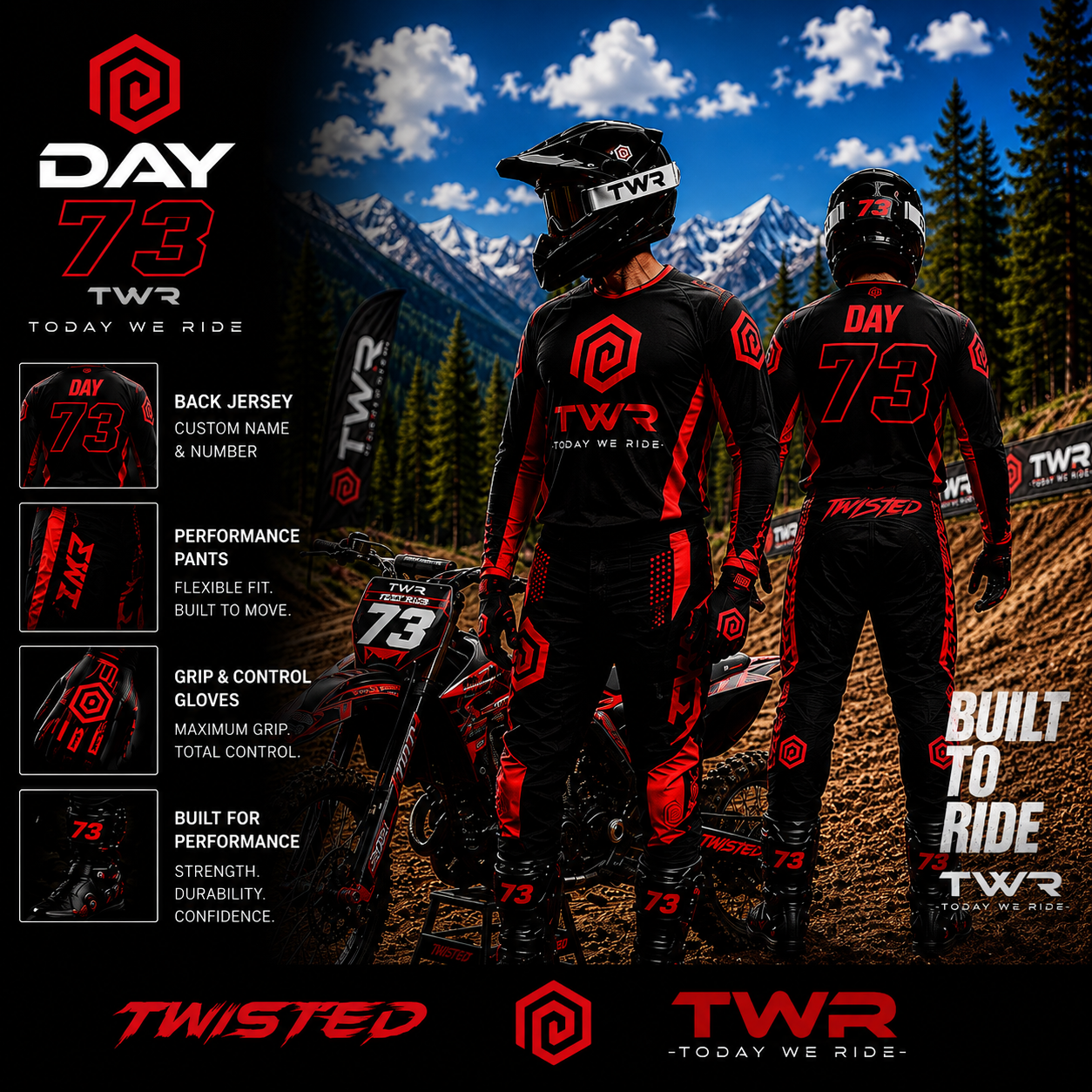 TWR Factory MX Riding Gear | Black & Red