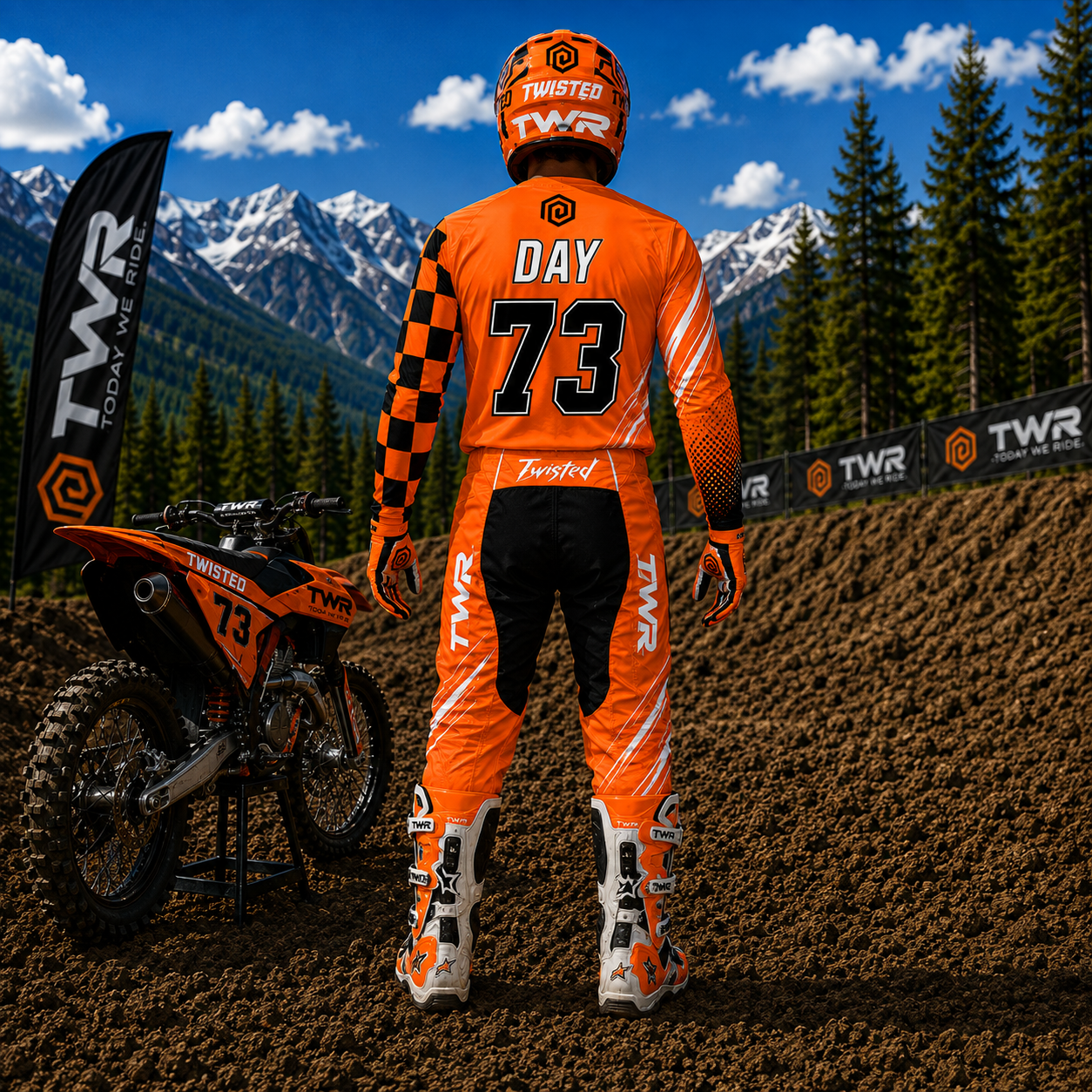 Twr Speed Line MX Gear, Orange & Black, Rear View.PNG