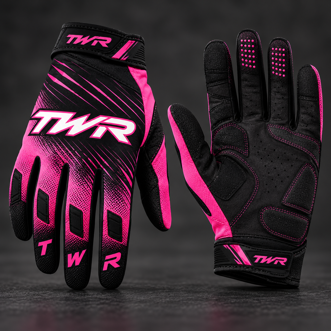TWR Women's UntamedMX Riding Gear, Black, Pink, White, Gloves.PNG