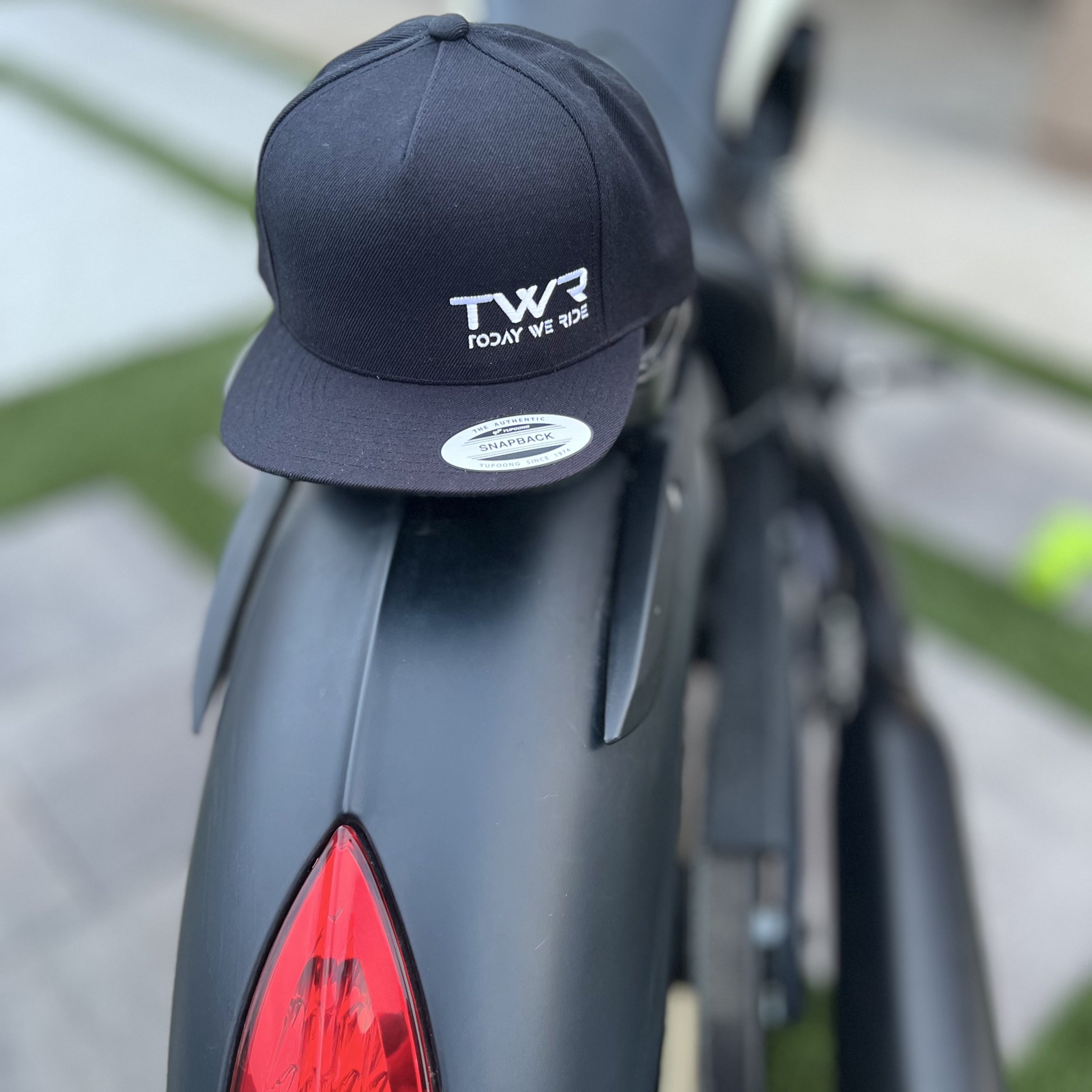 TWR Today We Ride Black Flatbill Hat Rear Fender.jpeg