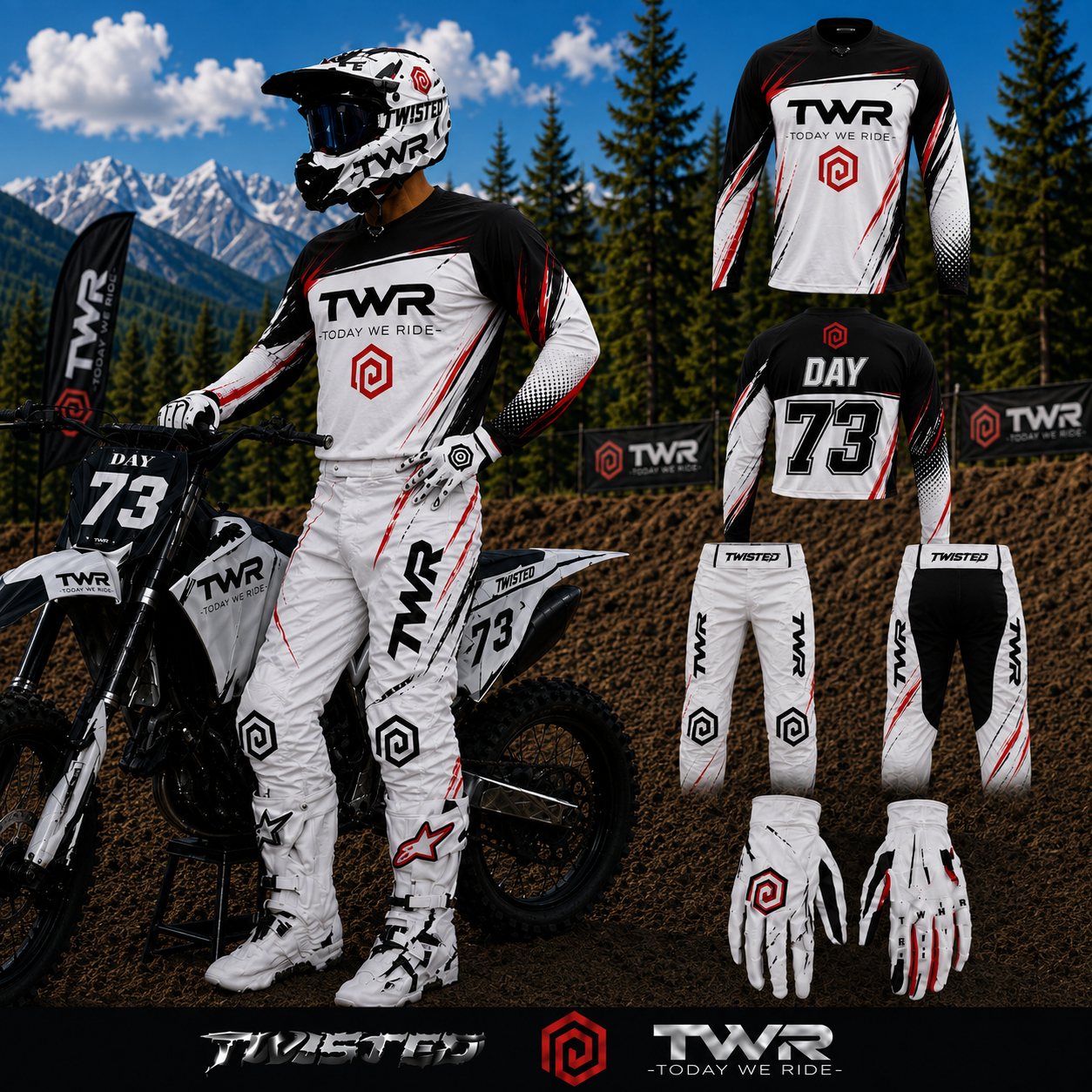 TWR Factory MX Riding Gear | White, Black & Orange