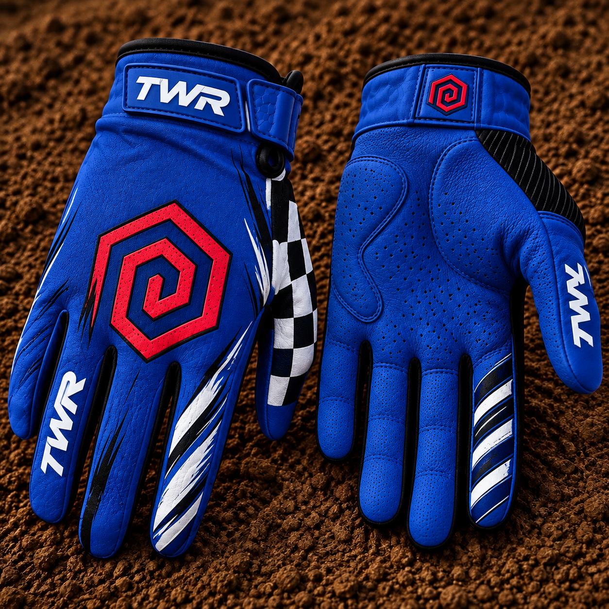 Blue, Red & White TWR Motocross Gear Set, Gloves.PNG