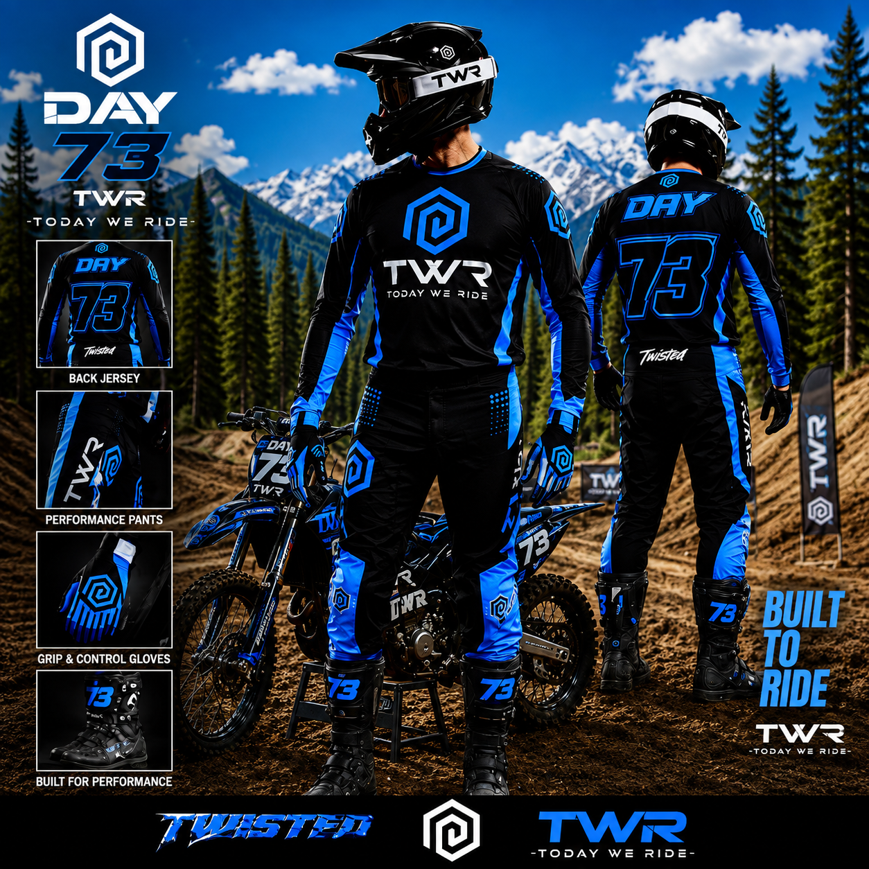 TWR Factory MX Riding Gear | Black & Blue