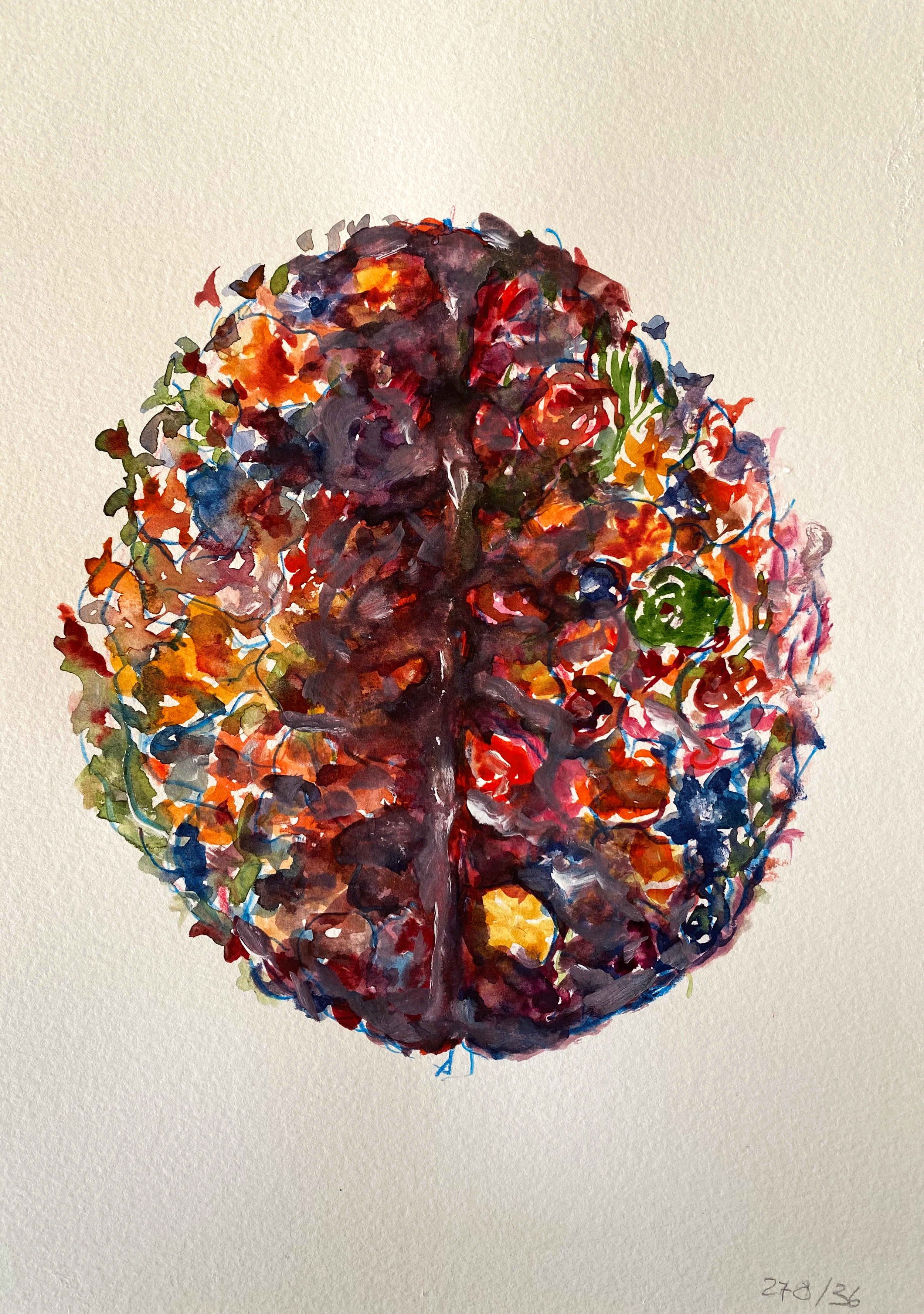 Day 270: "My Brain Post Migraine", Original Watercolor on Paper, 9x12"