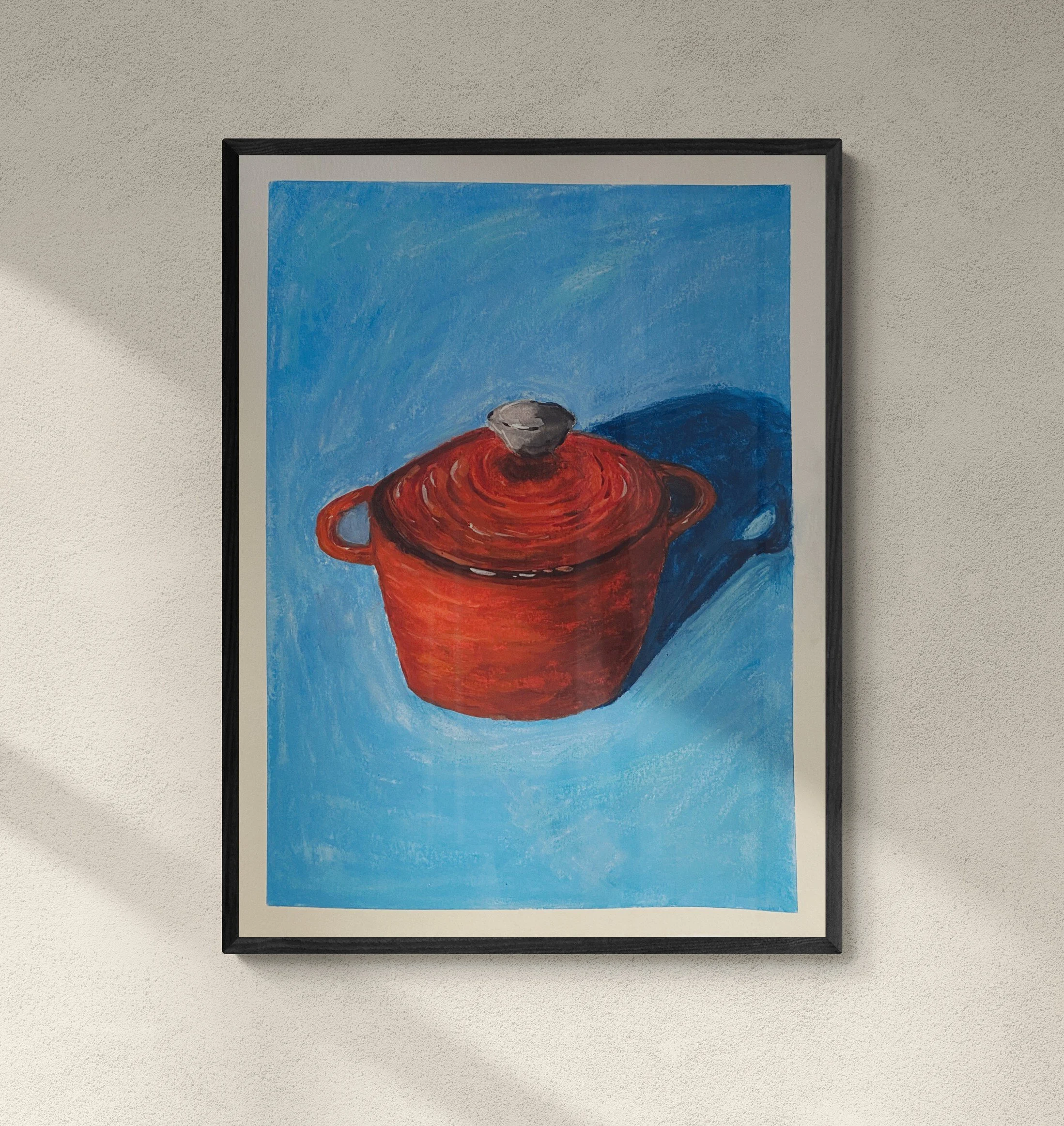 “Dutch Oven”, wax pastels on cold pressed, heavy weight watercolor paper, 9x12”.