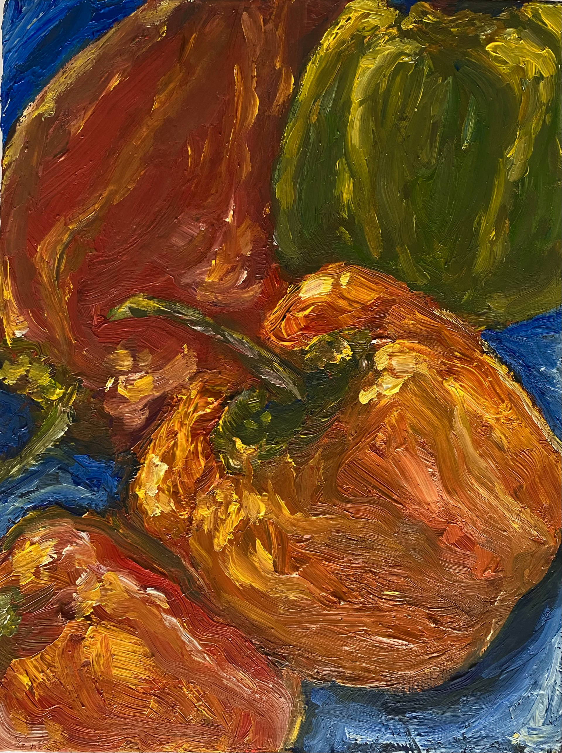 Day 3/365: "Bell Peppers", oil on canvas, 8 x 6"
