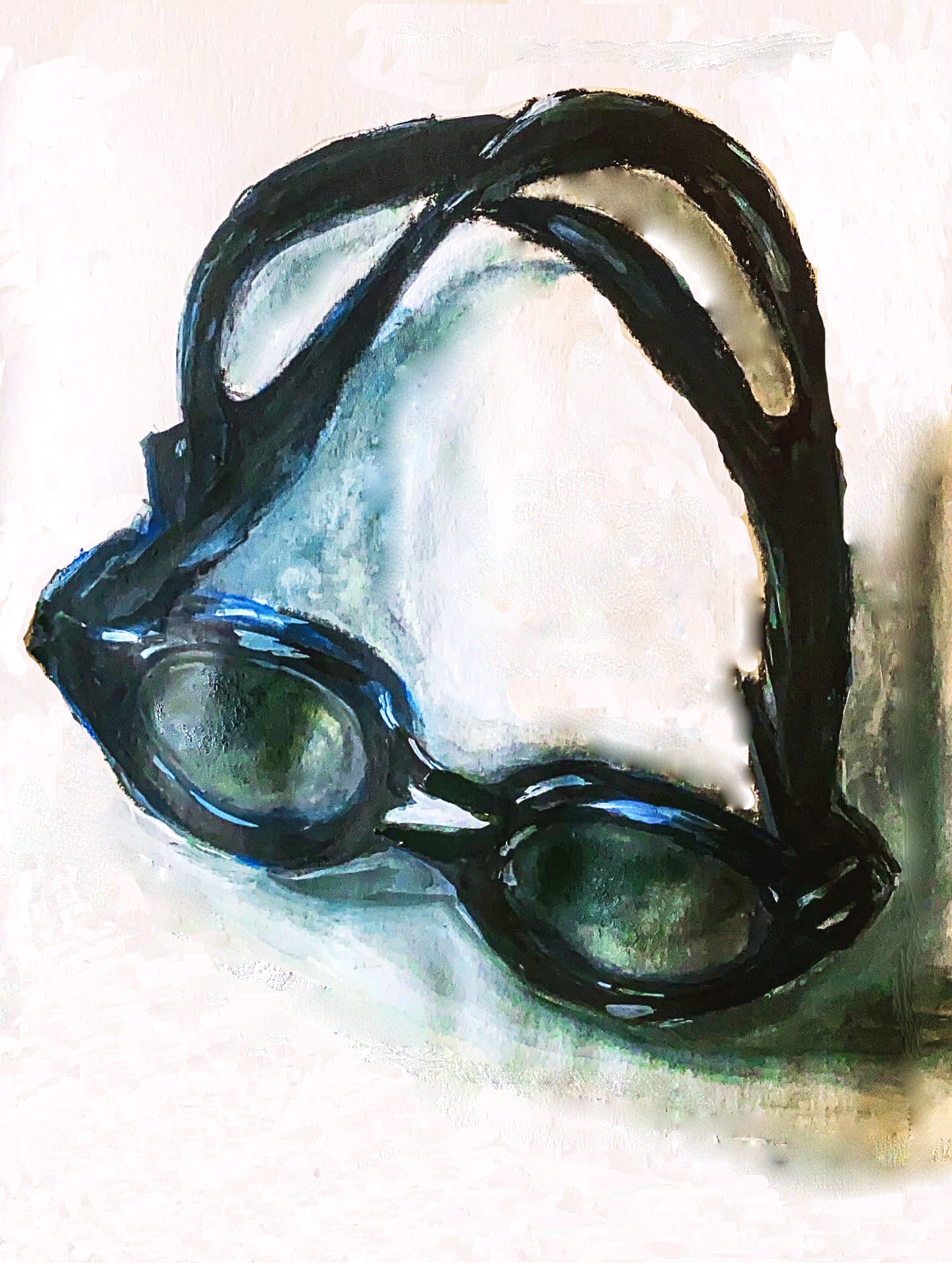 Day 58/365: "Goggles", wax pastels on mixed media paper, 8.5x5.5"