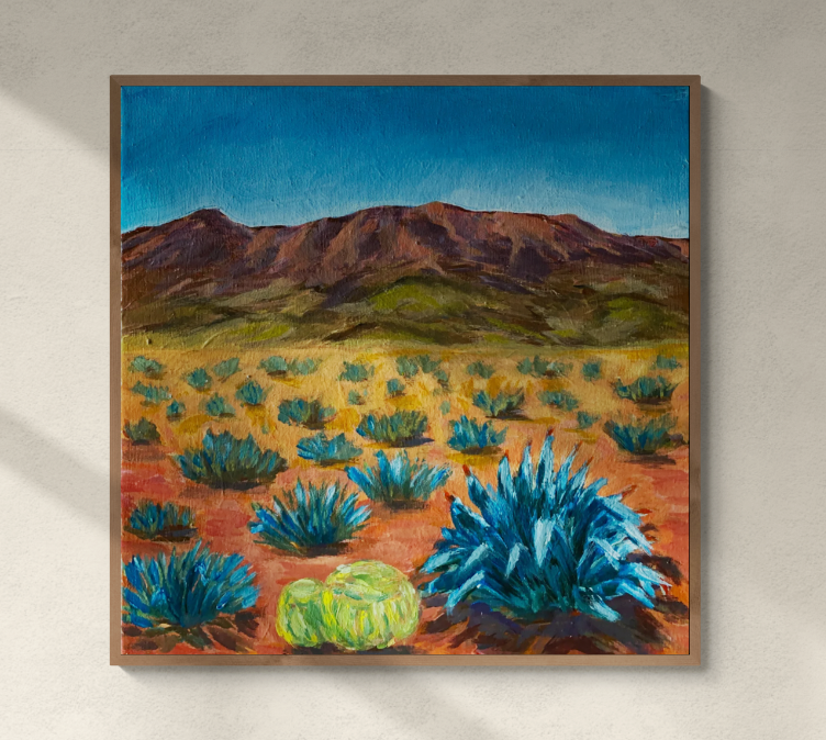 Western Landscape Print Southwest USA Desert Wall Art "Blue Agave Desert”