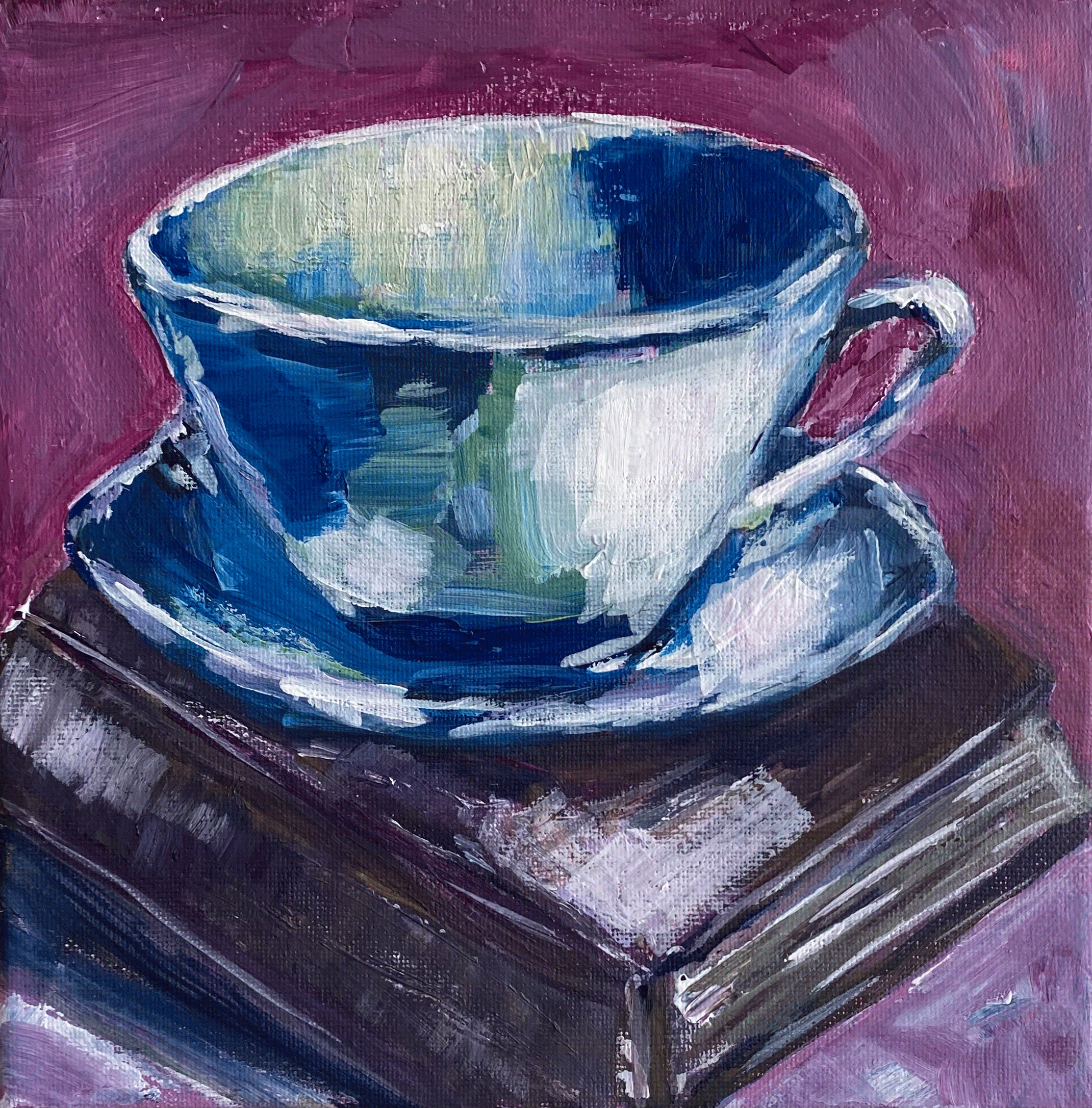 Day 114: "Weekend Summer Mornings", acrylic on stretched canvas, 8x8".