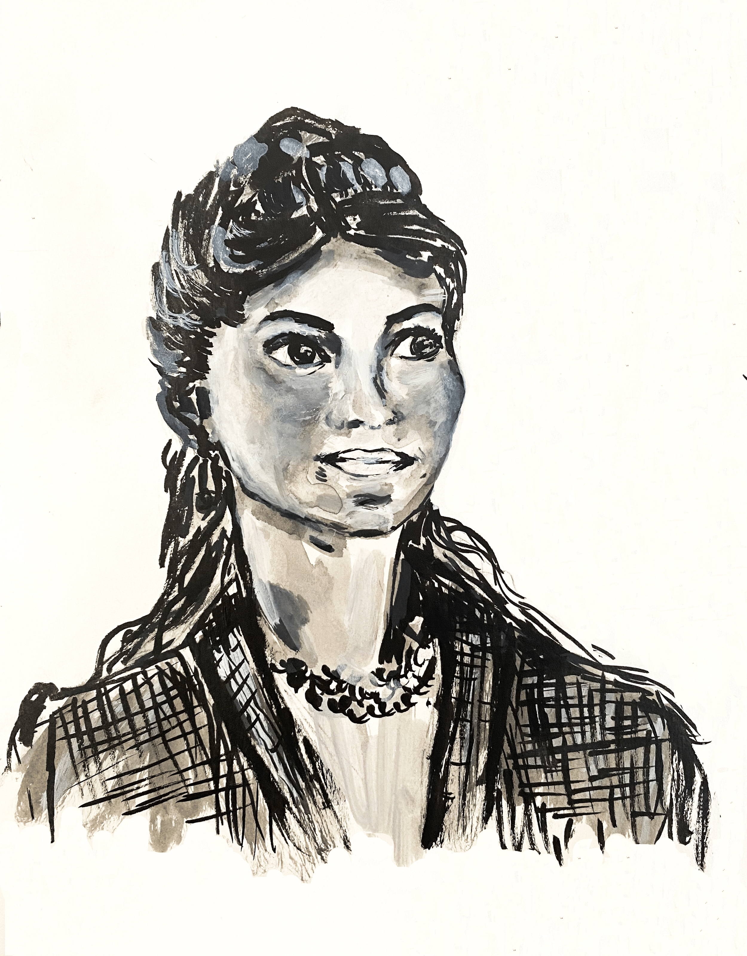 Day 42/365: "Bridgerton Portraits - Francesca Bridgerton", pen and ink on paper, 8.5x5.5"