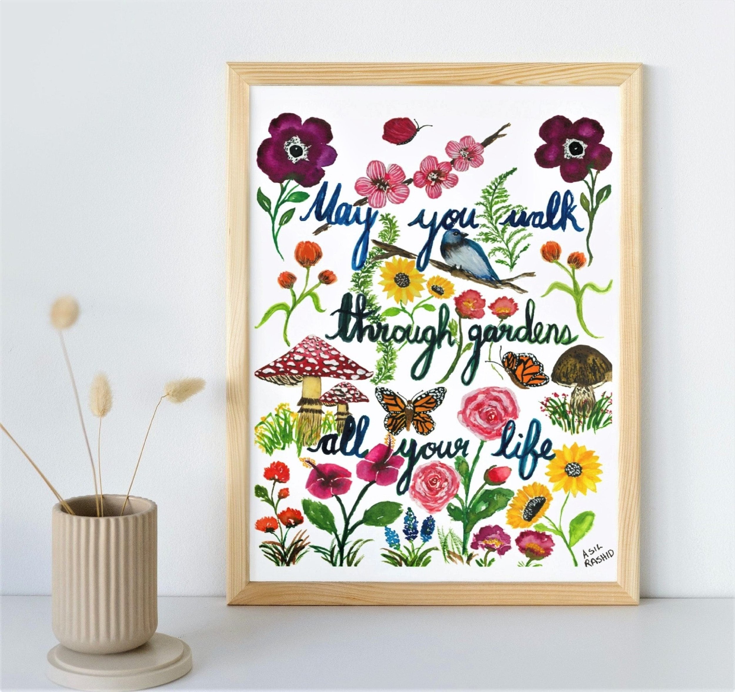 May You Walk Through Gardens All Your Life" - A Watercolor Masterpiece