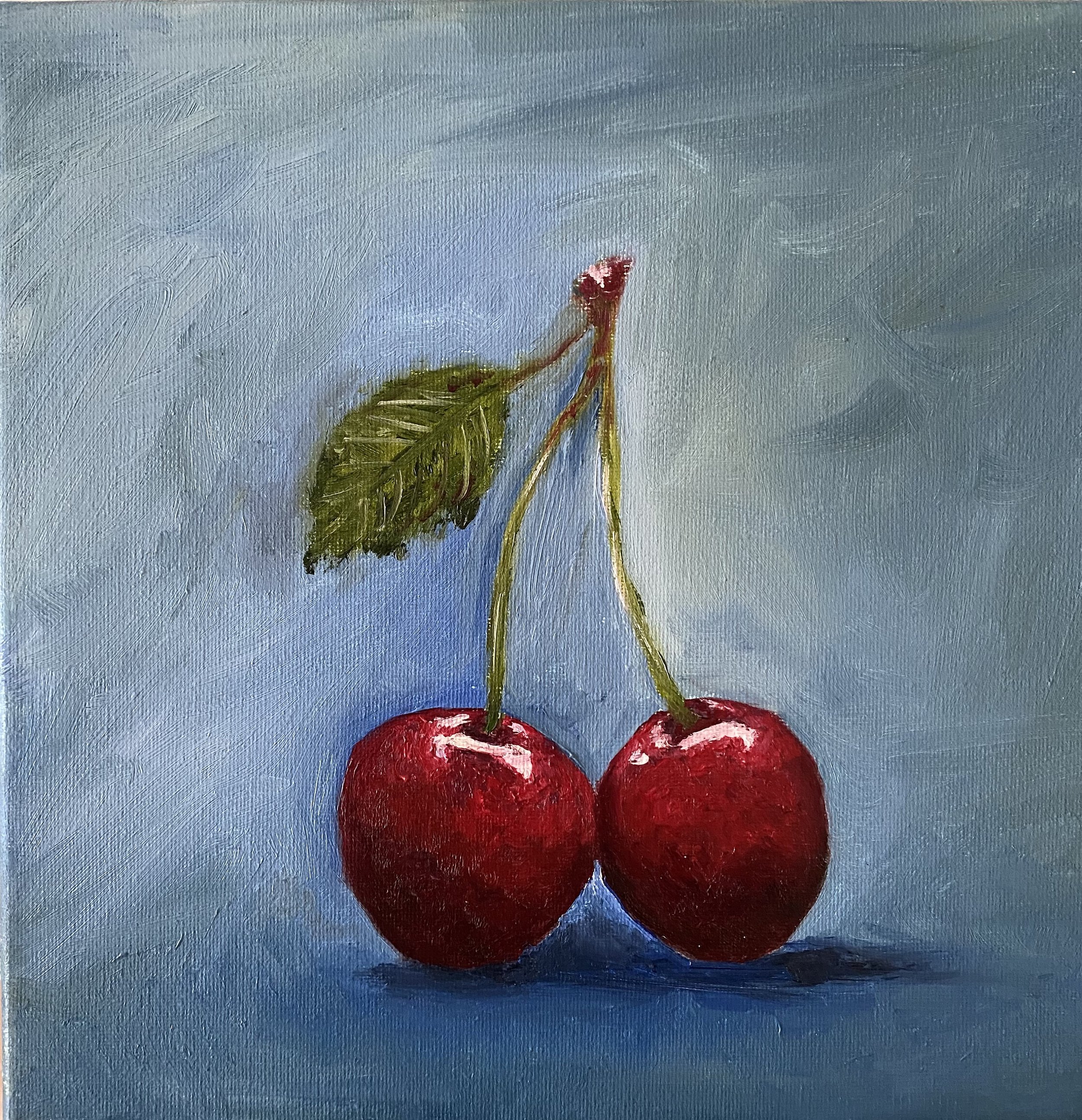Painting Oil on Canvas Original Art Still Life with Fruit Cherries 10" x 10"