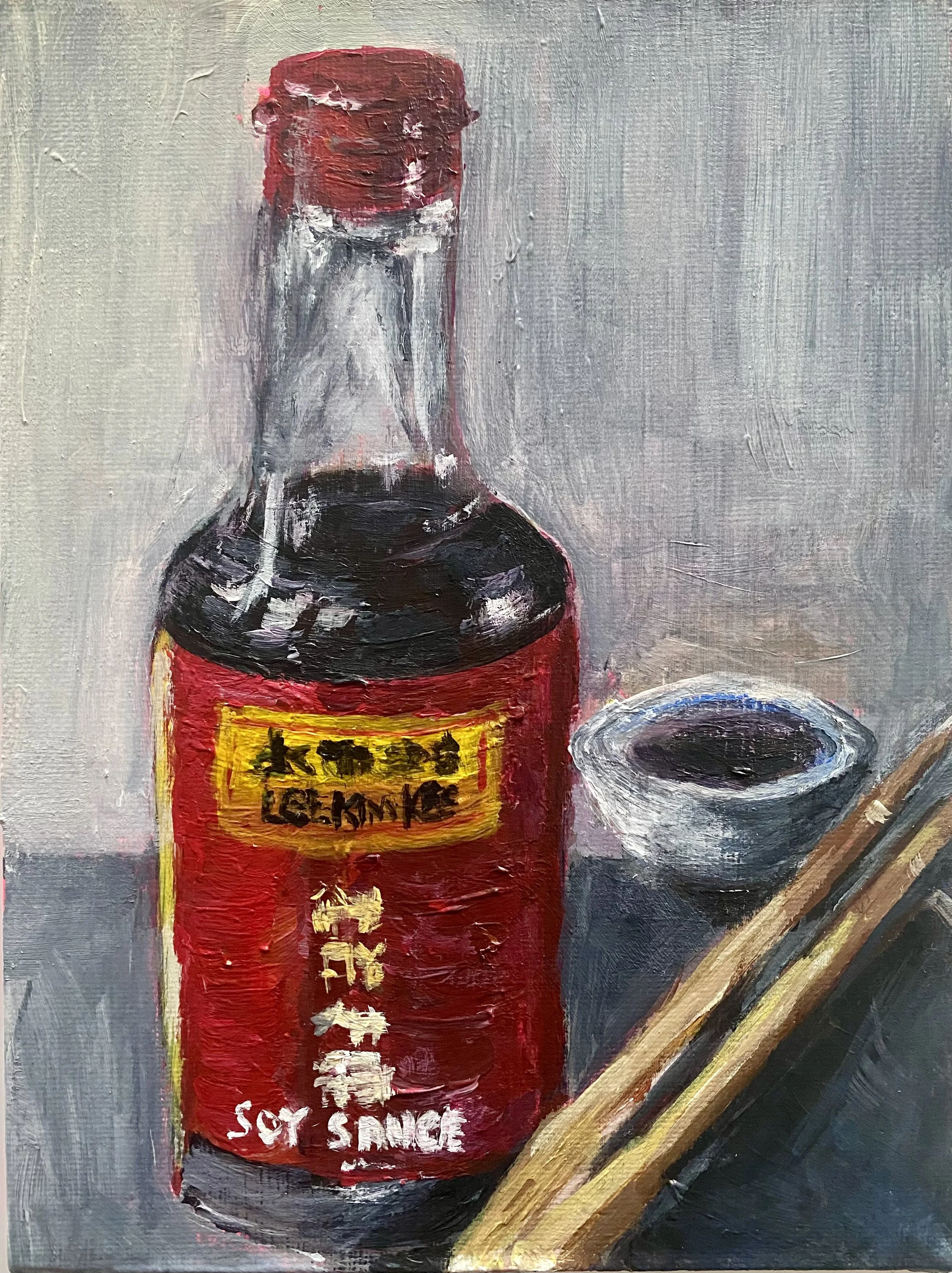 "Soy Sauce", acrylic on canvas panel, 8x6"