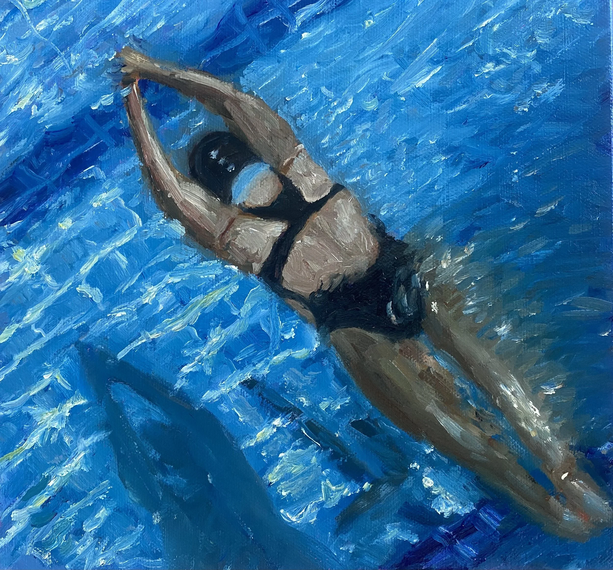 "Streamline", water mixable oil on gallery wrapped canvas, 10x10"0x8"