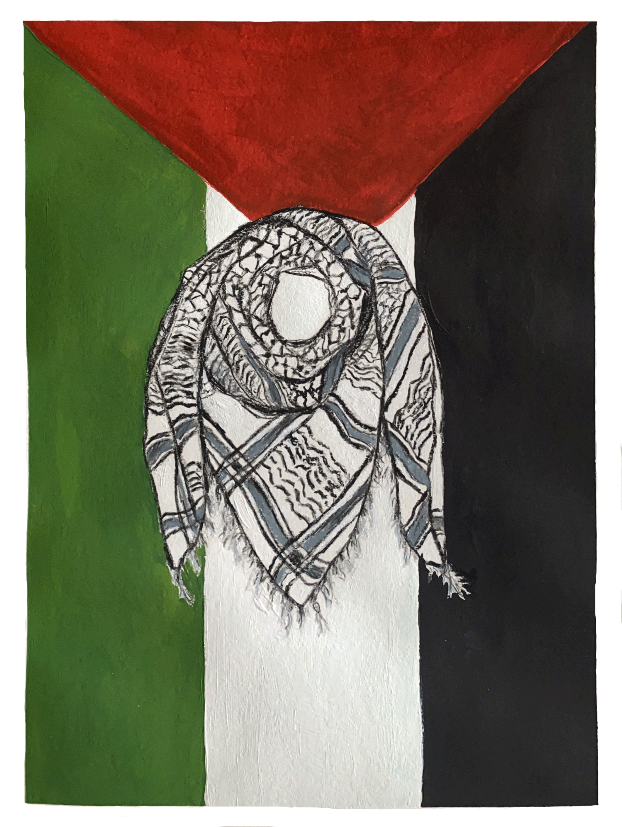 Day 90/365: “Palestine”, watercolor pencils and gouache on paper, 9x12”